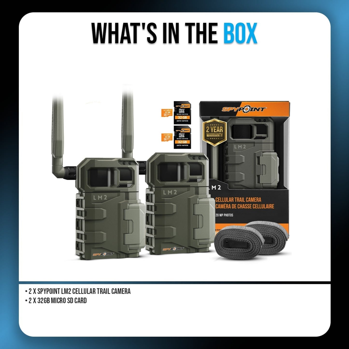 Spypoint LM2 Cellular Trail Camera with 32GB Micro SD Card (2-Pack)