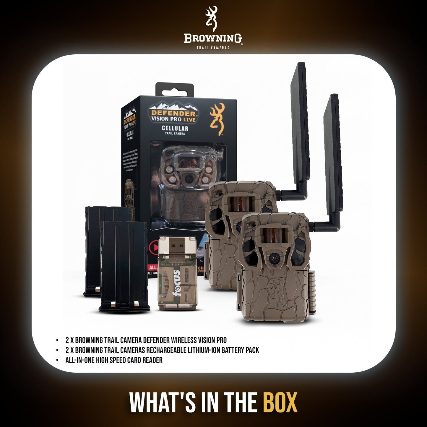 Browning Trail Camera Defender Wireless Vision Pro HD Livestream Bundle