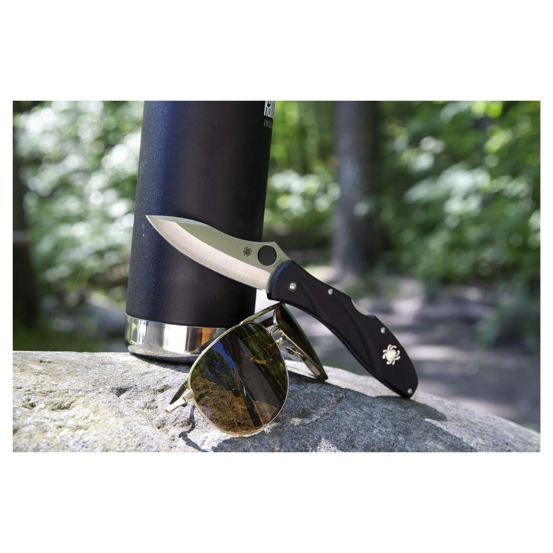 Spyderco Centofante 3 VG-10 Steel Hollow Ground Blade Knife with Thin-Profile FRN Handle (Black)