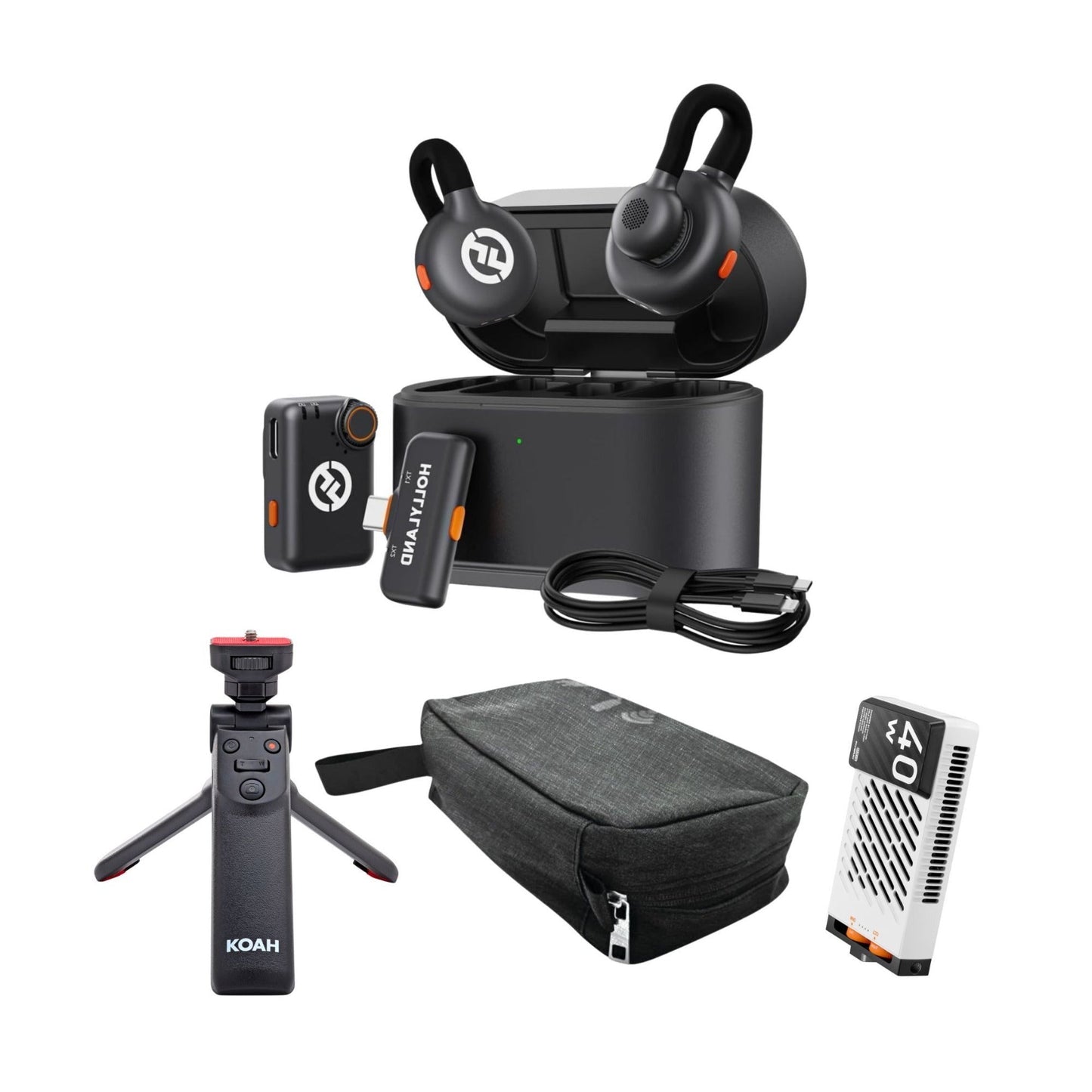 Hollyland Lark M2S Combo, M40 40W, Koah Vlogging Grip and Maxell Storage Bundle