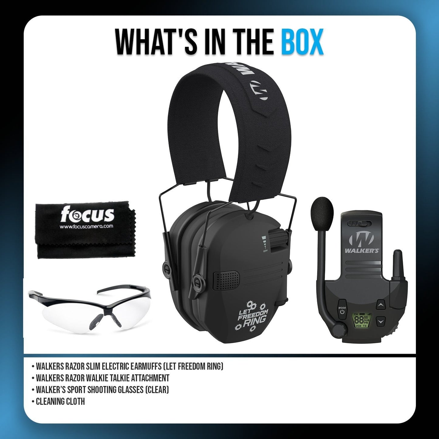 Walker's Razor Walkie Talkie Bundle with Ear Muffs and Accessories