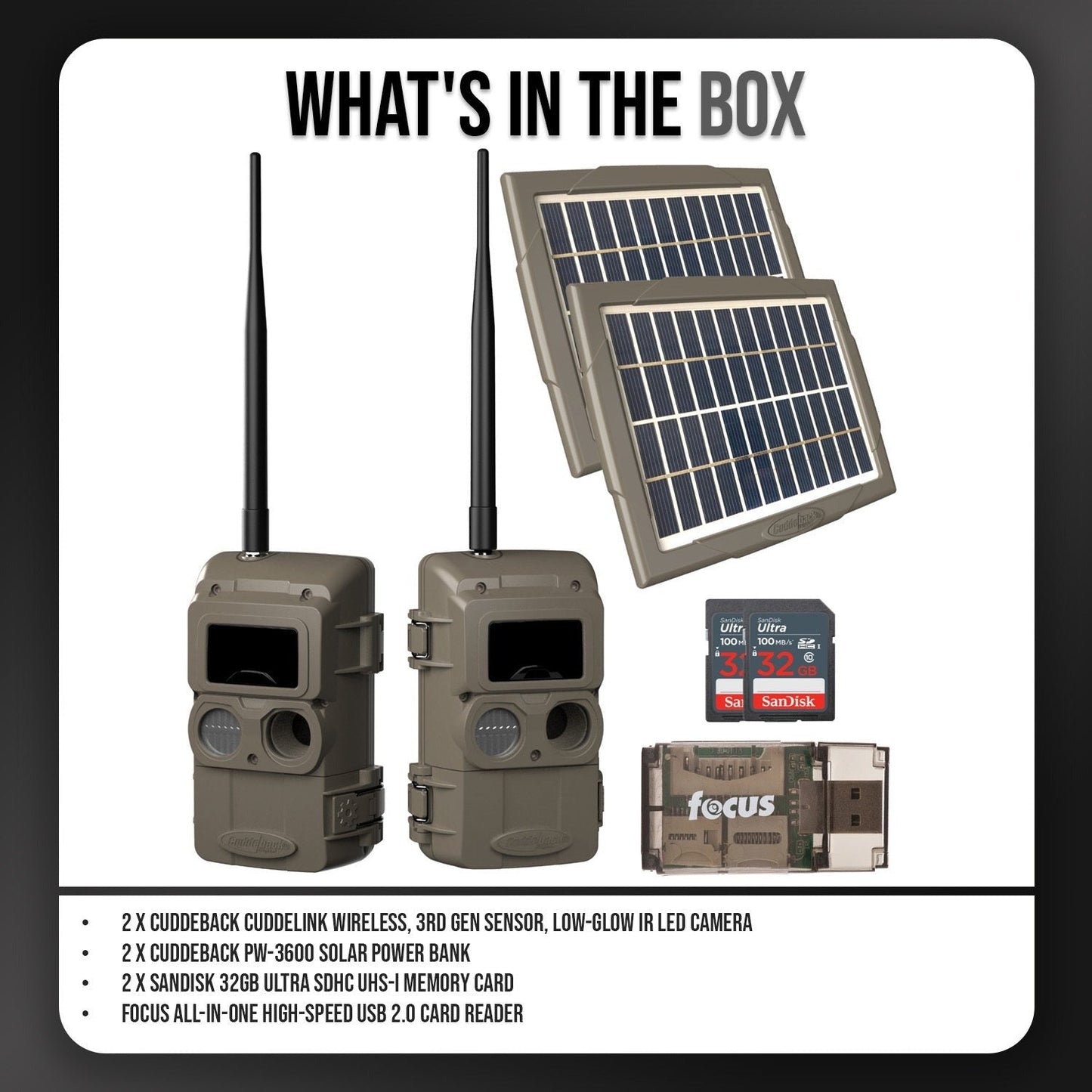 Cuddeback CuddeLink Wireless, 3rd Gen Sensor, Low-Glow IR LED Camera (2-Pack) with Power Bank Bundle