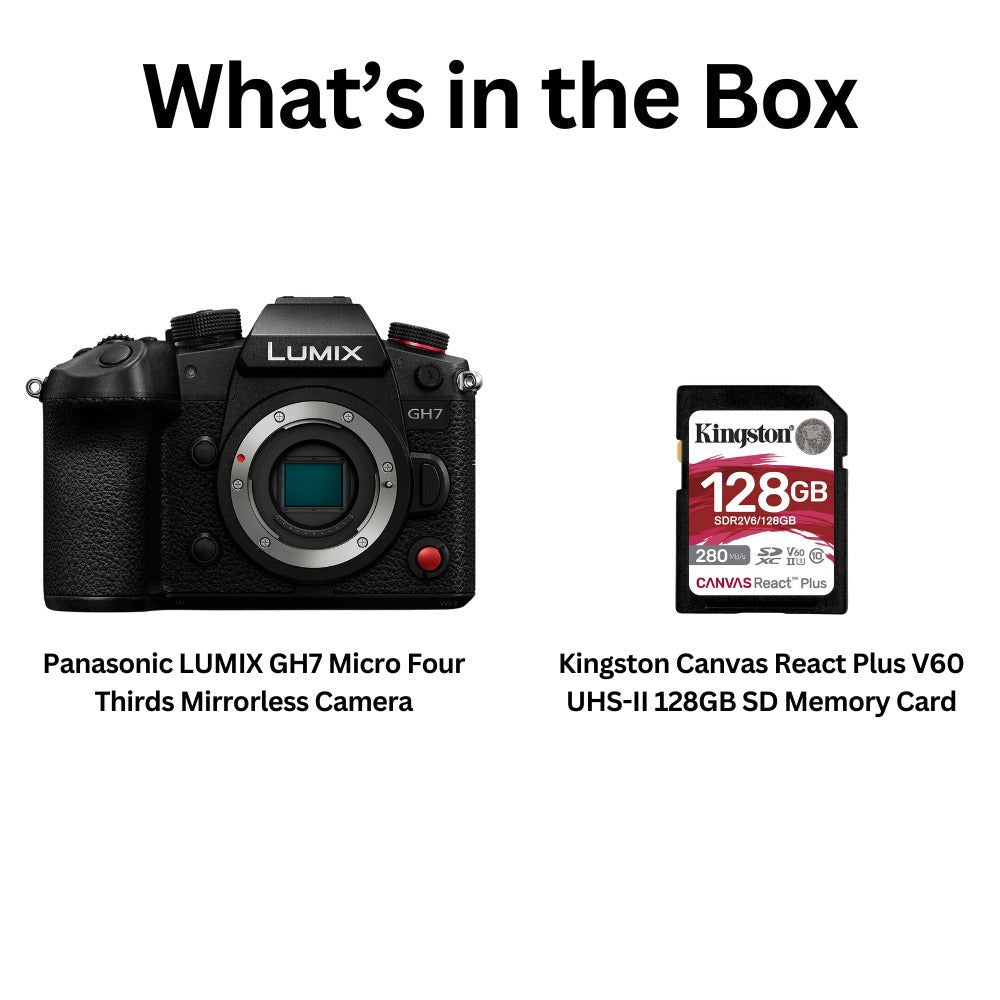 Panasonic LUMIX GH7 Micro Four-Thirds Mirrorless Camera Body with 128GB CFexpress Memory Card Bundle