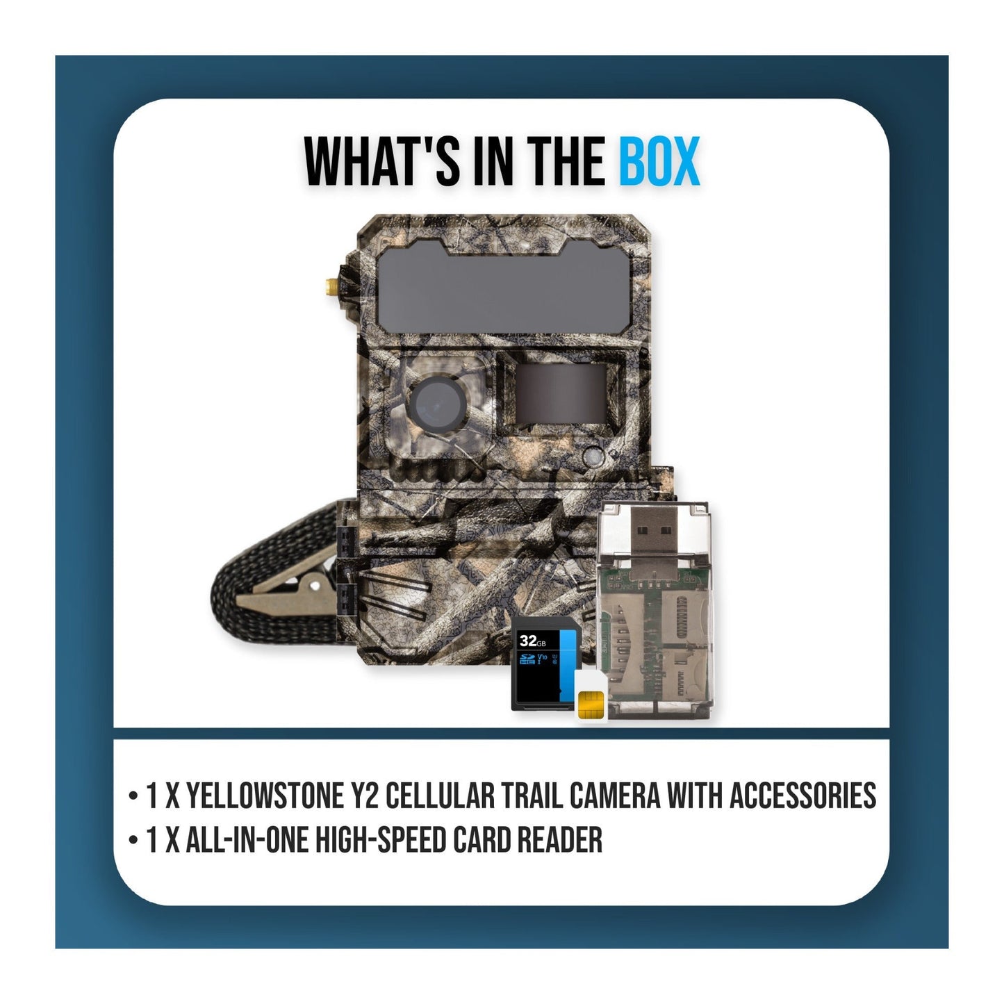 Yellowstone Y2 4G LTE Cellular Trail Camera Bundle with High-Speed Card Reader, and Accessories