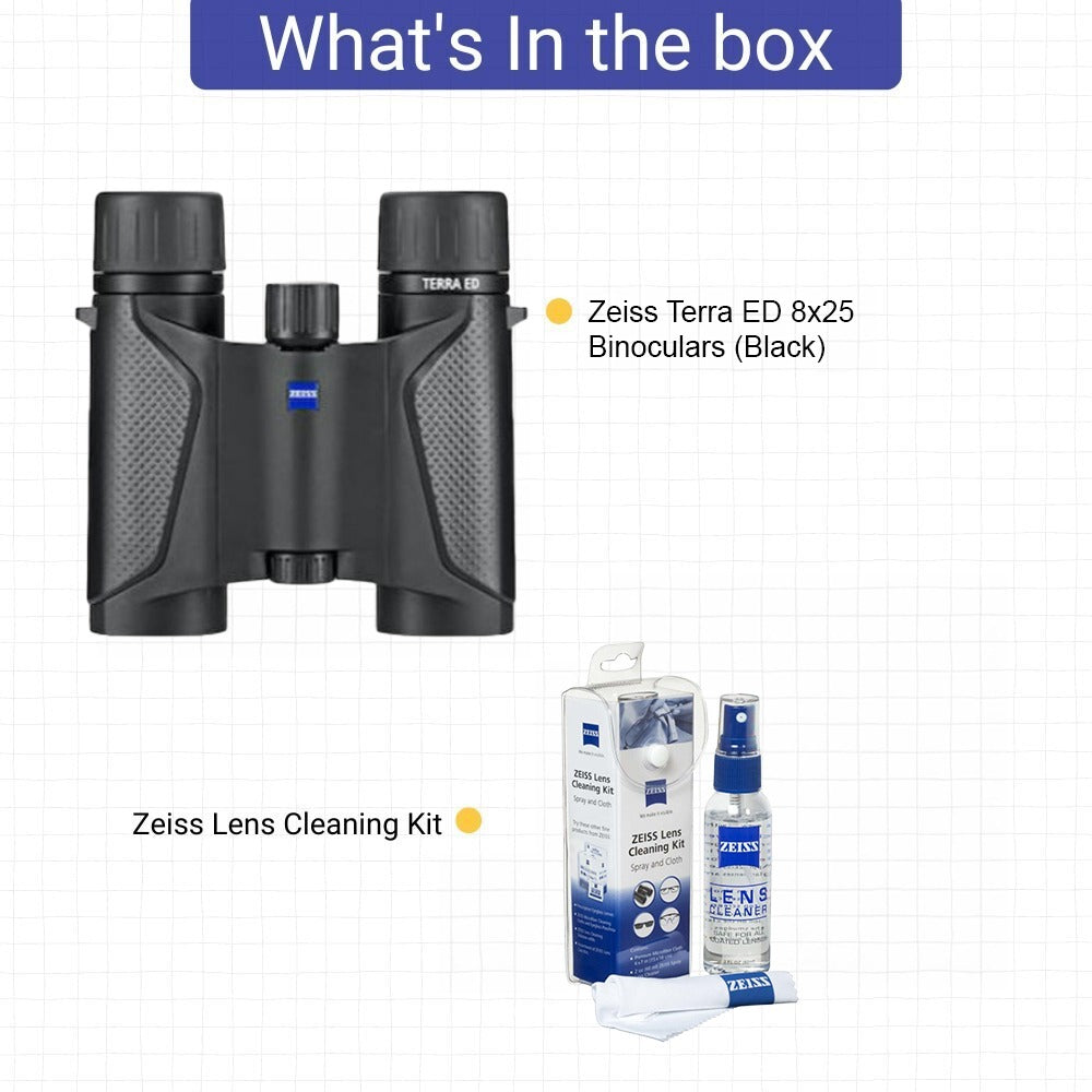 Zeiss Terra ED 8x25, Folding Des, Fast Focusing Binoculars and Cleaning kit