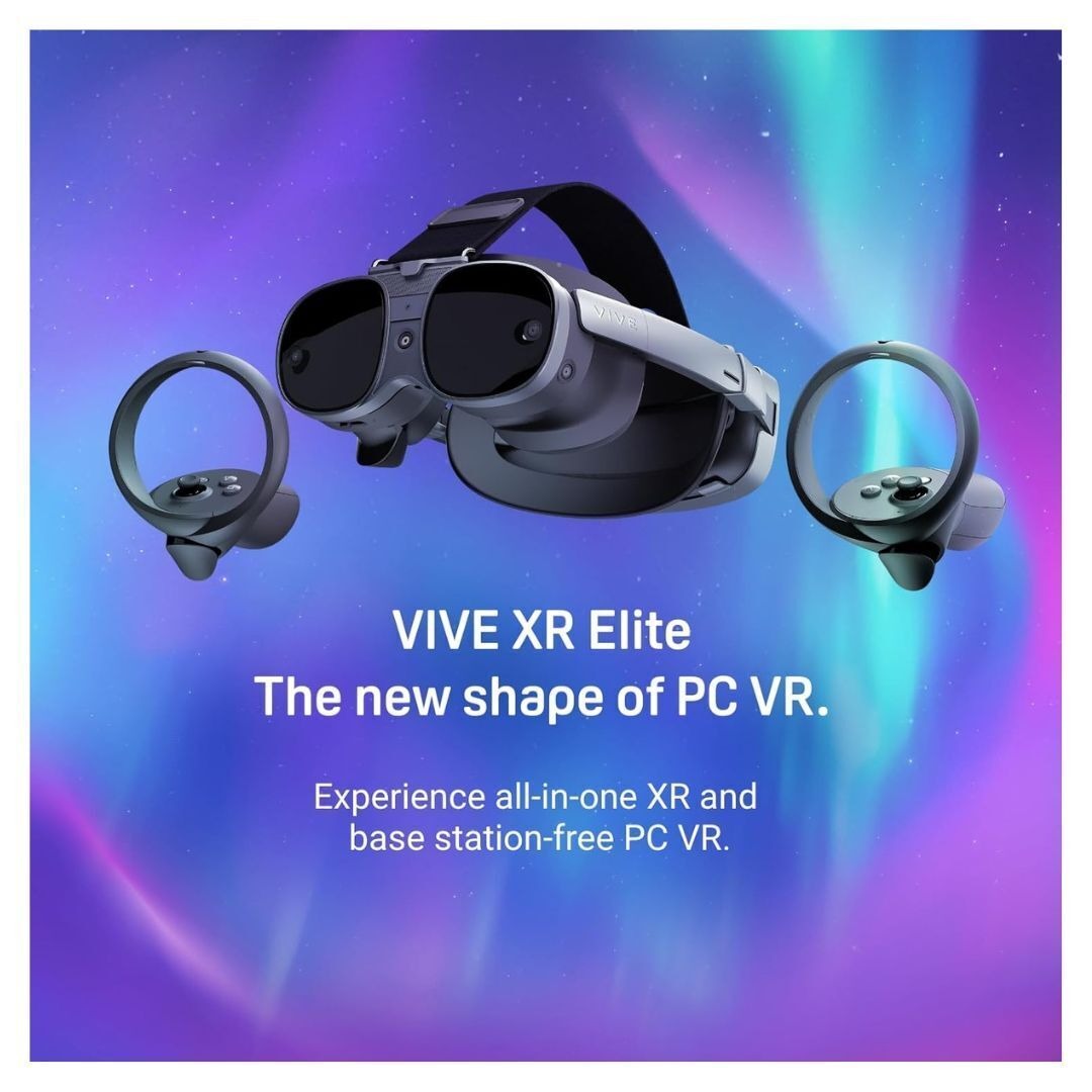 HTC VIVE XR Elite VR Headset with Convertible Design and Dual Echo Cancelling Microphones (Black)