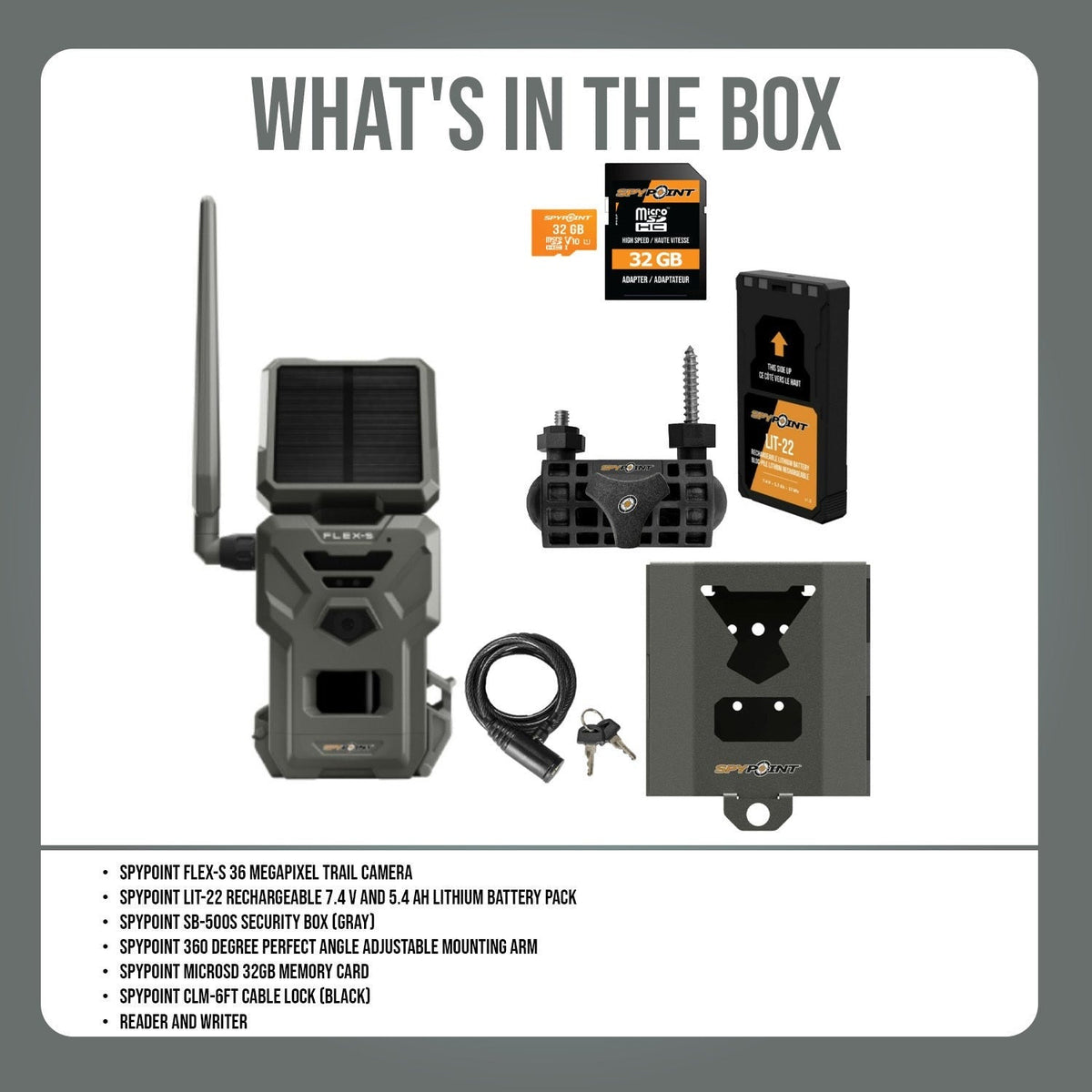 Spypoint FLEX-S 36 Megapixel Trail Camera with 100-Feet Flash and Detection Range Bundle