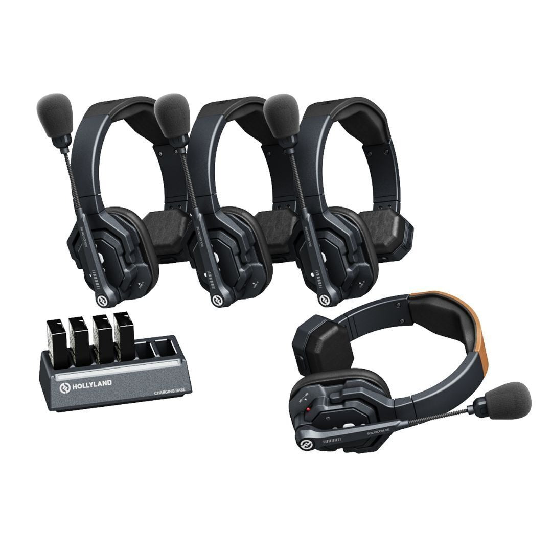Hollyland Solidcom SE Global 4S 2.4 GHz 4-Person Water-Resistant Single-Ear Headset Intercom System