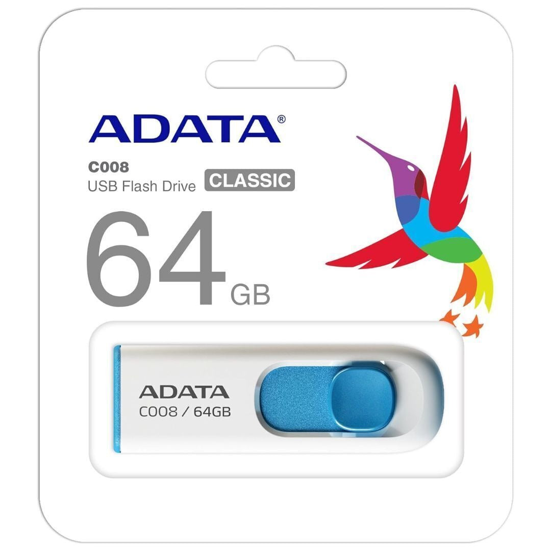ADATA 64GB USB 2.0 Retractable Capless Flash Drive (Red)
