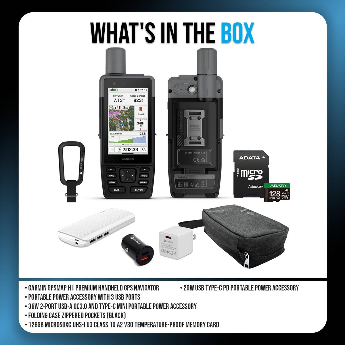 Garmin GPSMAP H1 Premium Handheld GPS Navigator Bundle with Accessories