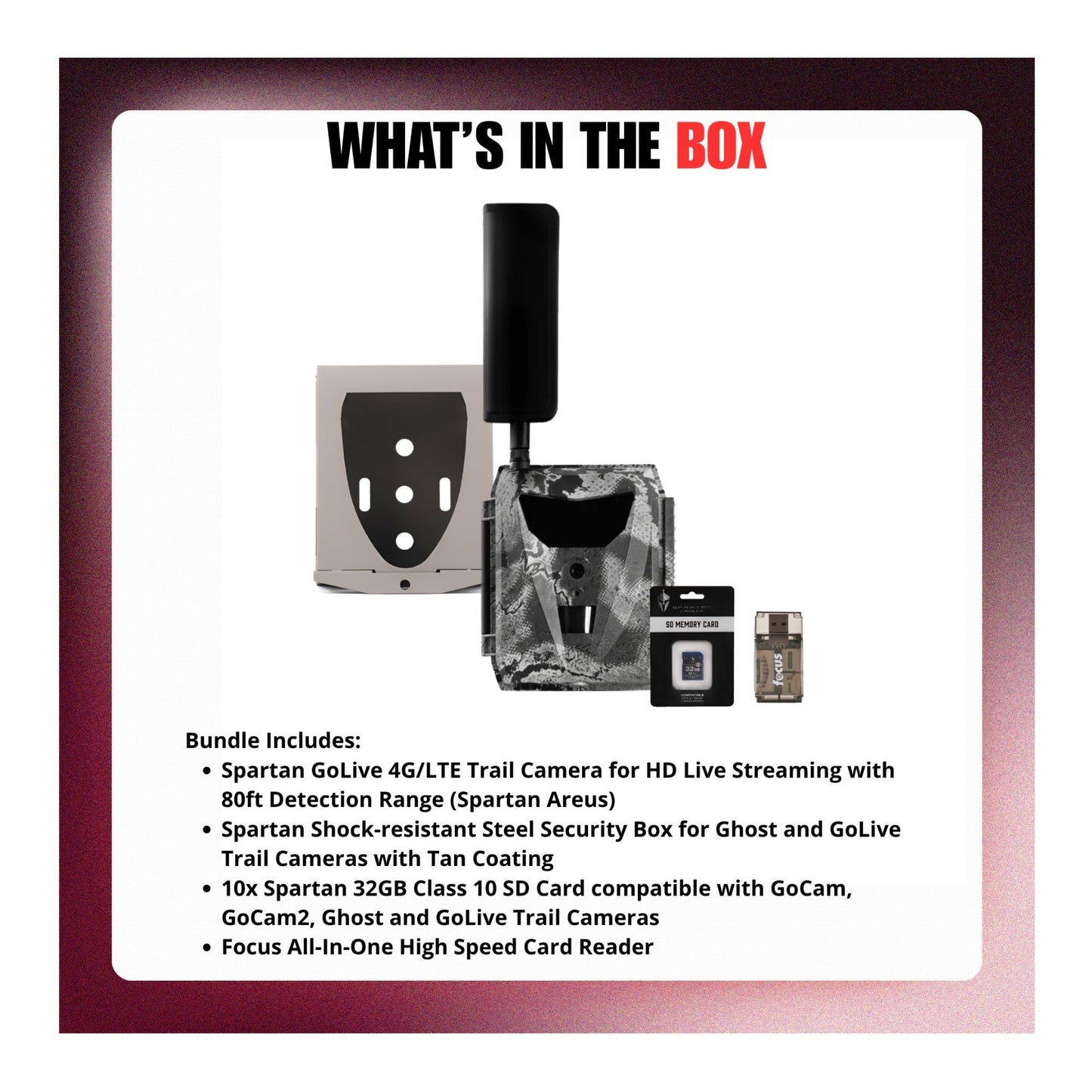 Spartan GoLive 4G/LTE 1080p Trail Camera (Verizon) Bundle with Accessories