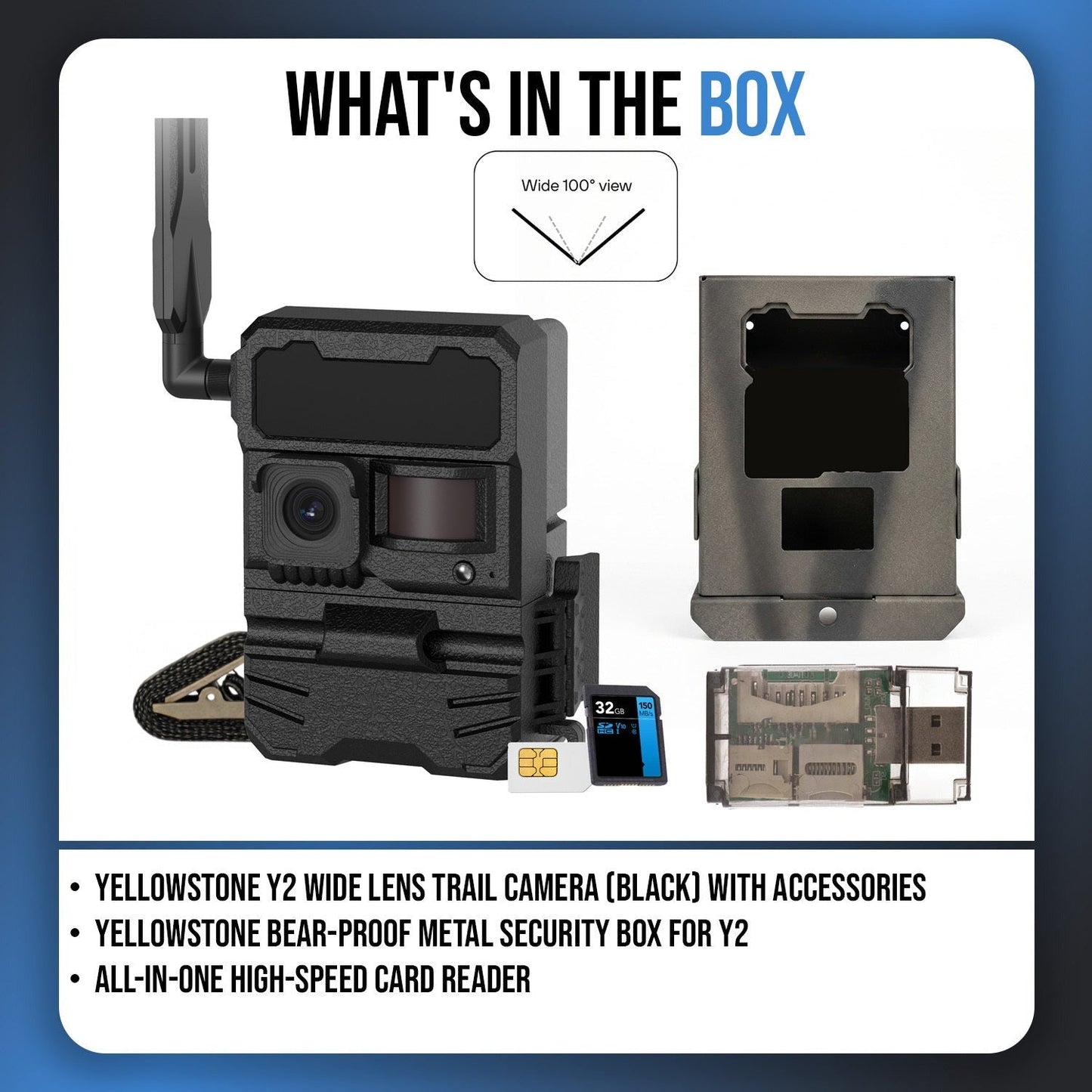 Yellowstone Y2 Black Wide Lens Trail Camera with Security Box and Accs