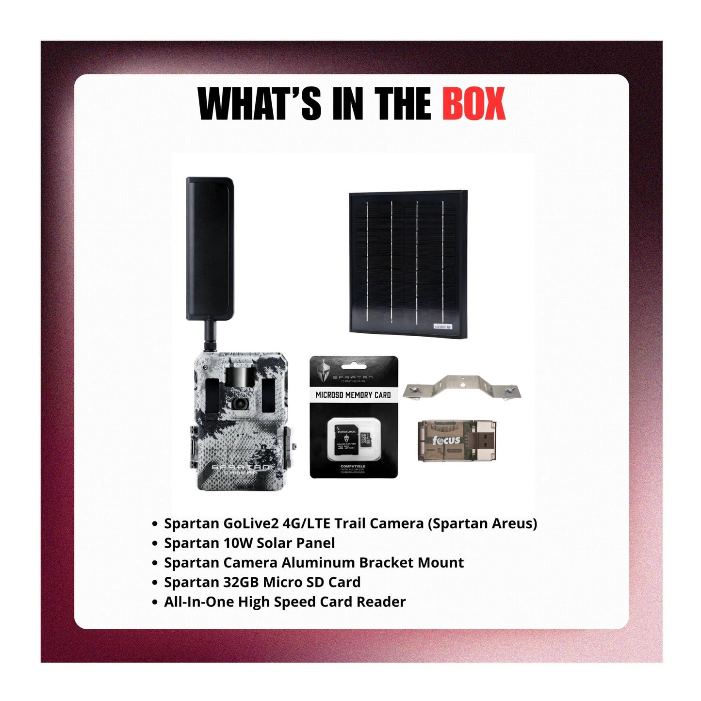 Spartan GoLive2 4G/LTE Trail Camera with Solar Panel and Accessories