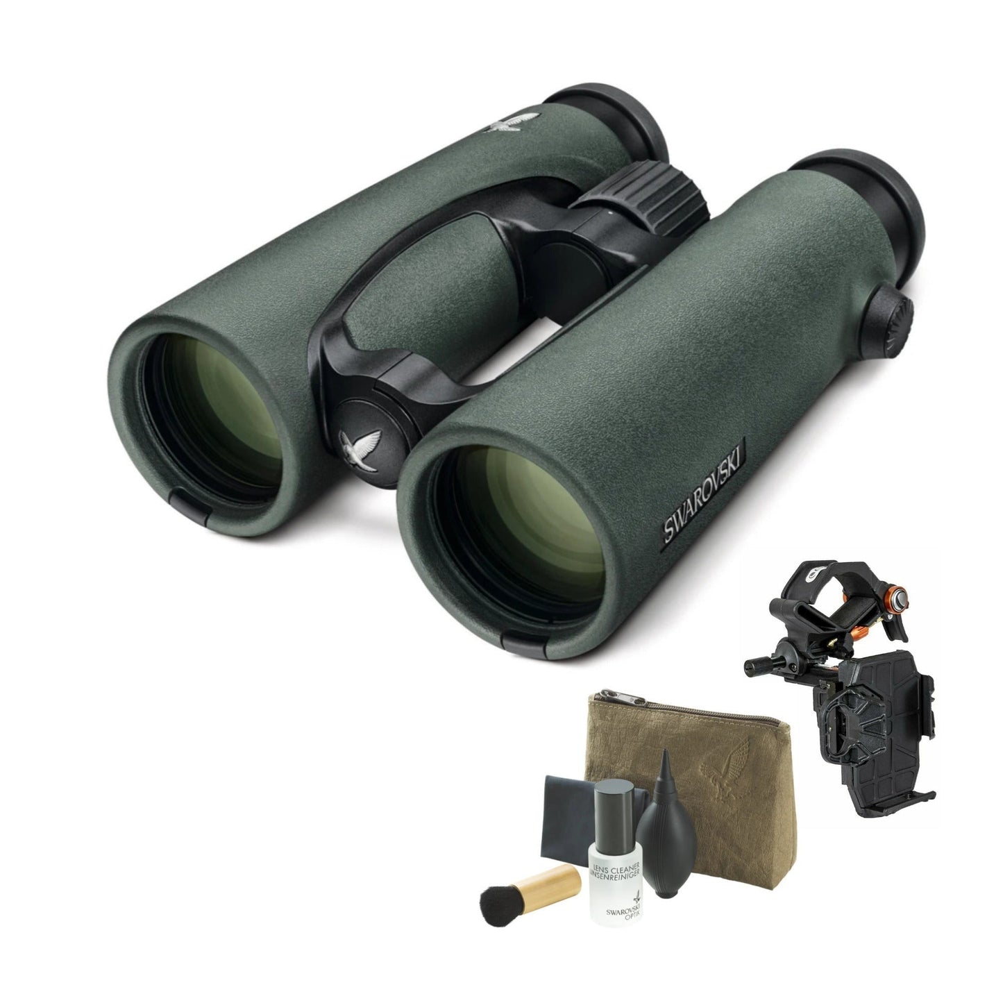 SWAROVSKI OPTIK 10x42 EL Binoculars with 2021 FieldPro Package (Green) and Smartphone Adapter Bundle