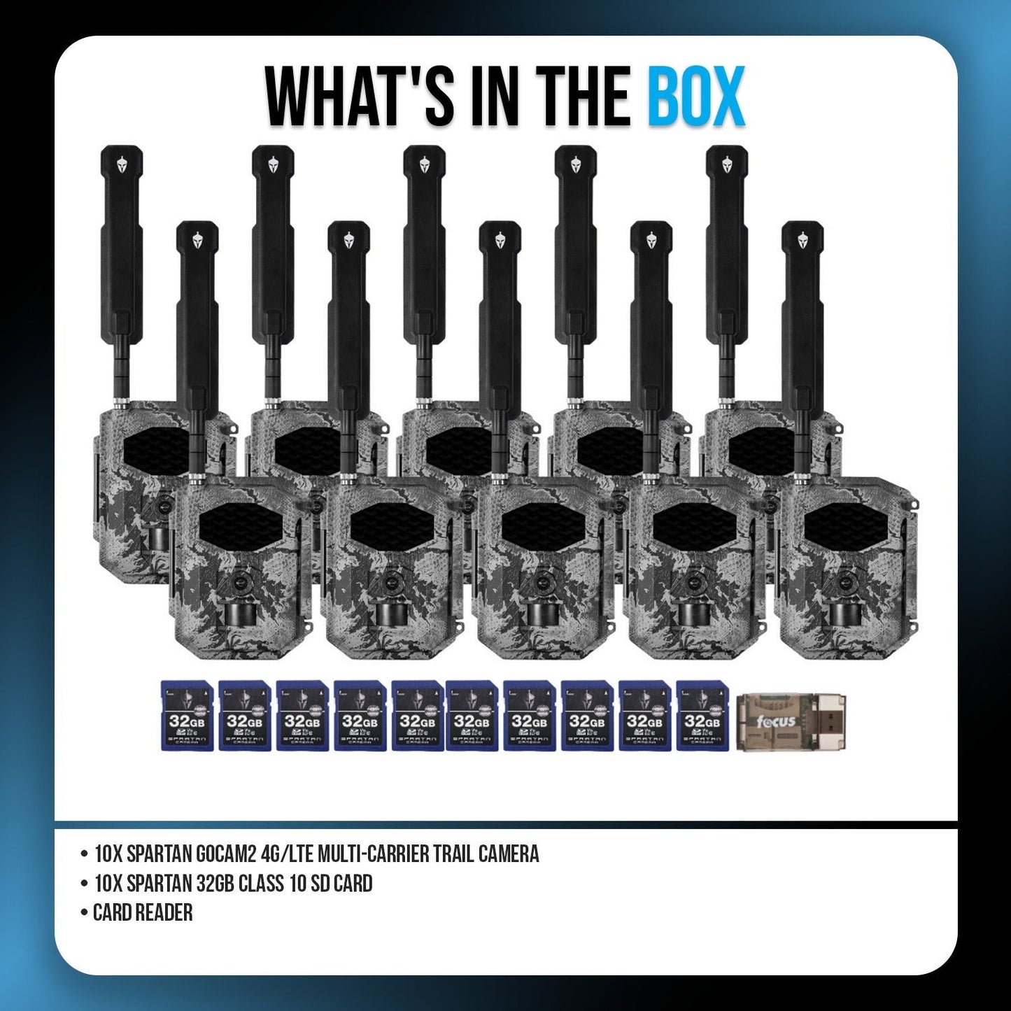 Spartan GoCam2 4G/LTE Trail Camera (10 Pack) with 32GB Memory Card & Card Reader