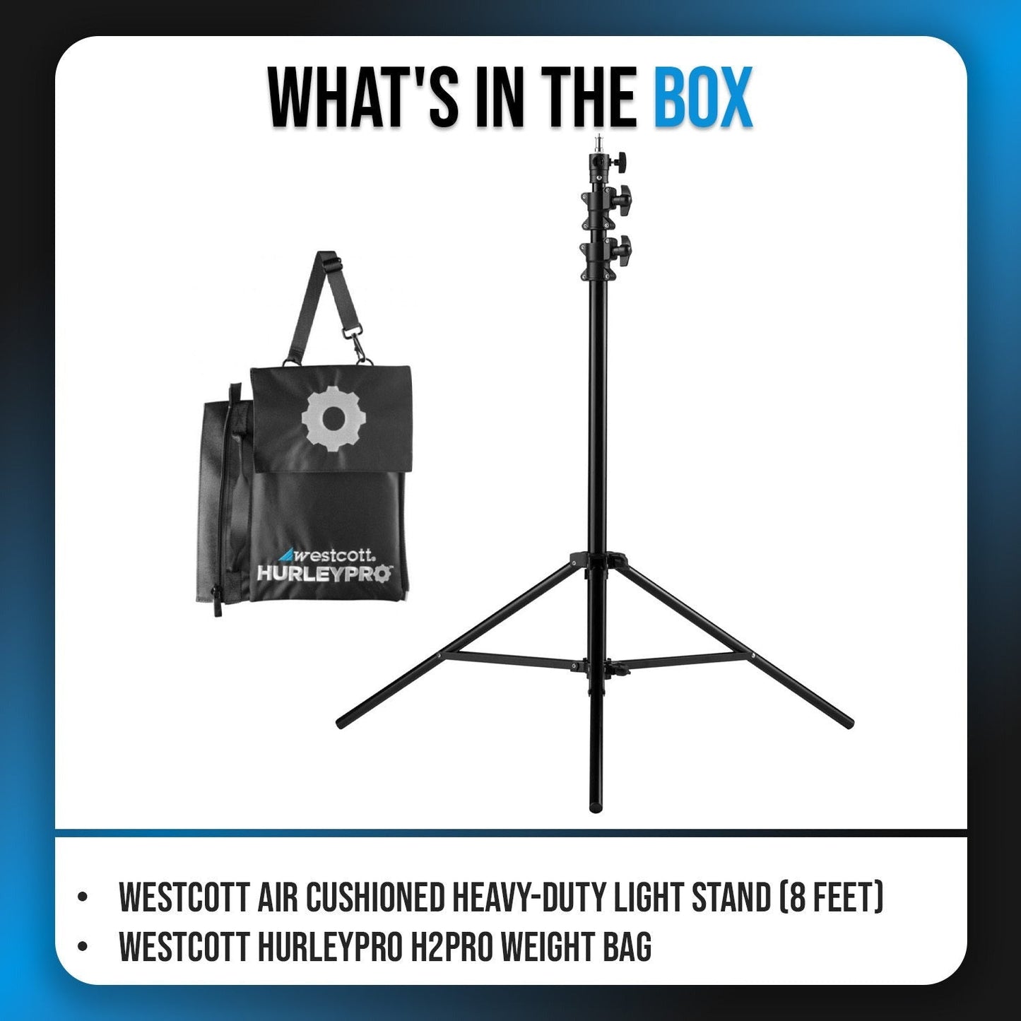 Westcott Air Cushioned Heavy-Duty Light Stand (8 Feet) and HurleyPro H2Pro Weight Bag Bundle