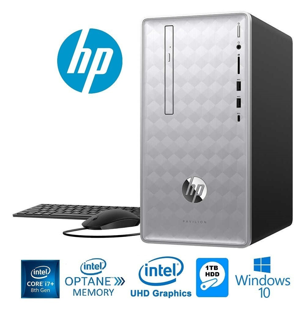 HP Pavilion 590 Desktop PC, Intel Core i7-8700, 8GB RAM + 16GB Intel Optane, 1TB HDD (Certified Refurbished)