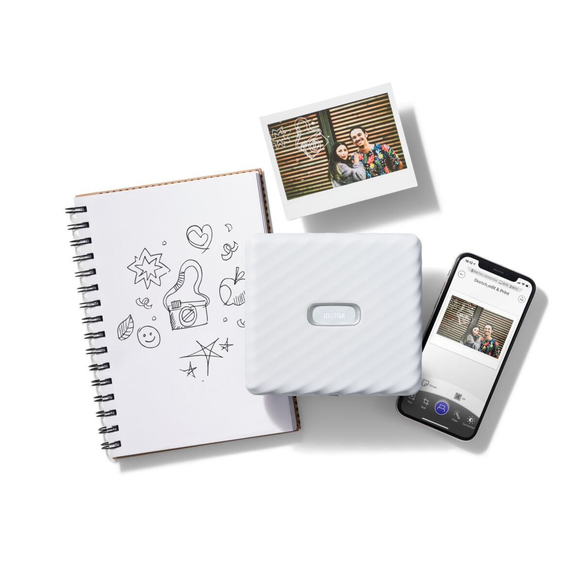 Fujifilm Instax Link Wide Instant Smartphone Printer (Ash White)