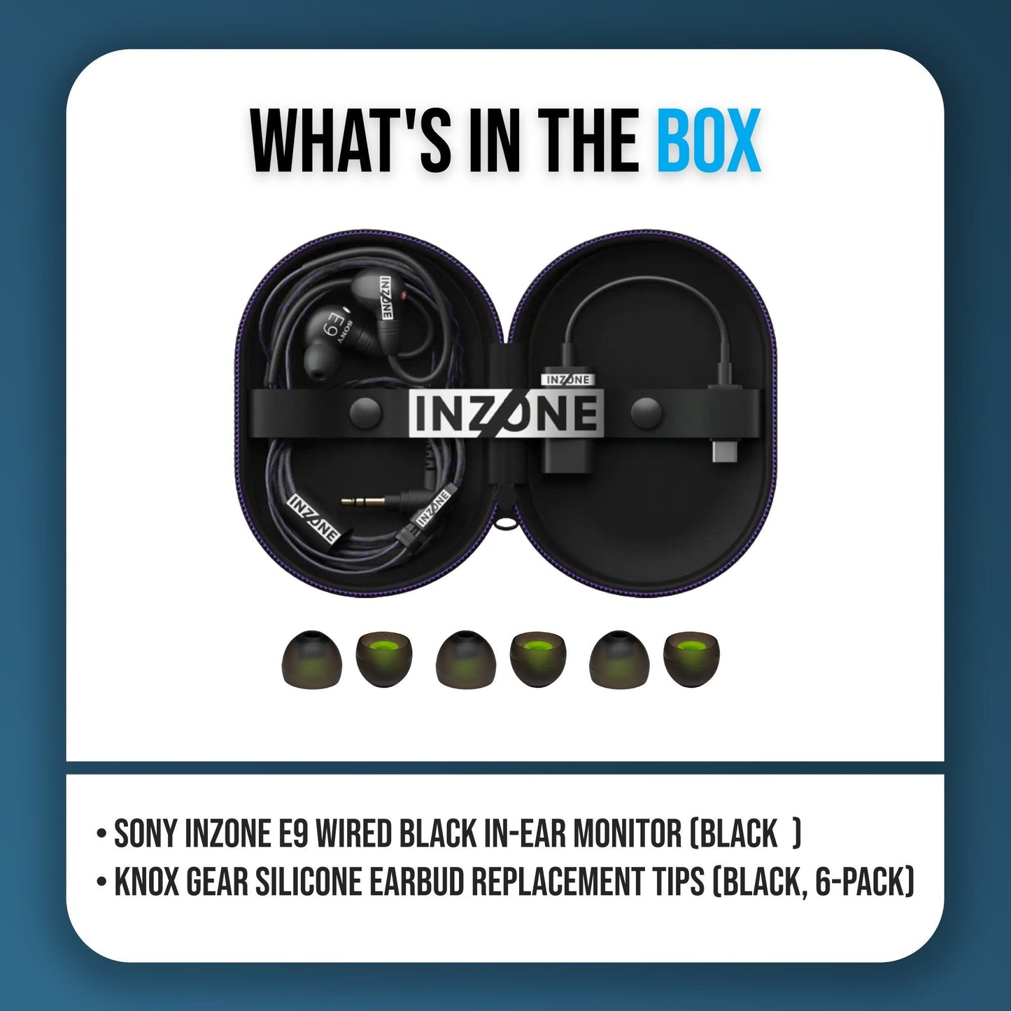 Sony INZONE E9 Wired Black in-Ear Monitor Bundle with 6 Earbud Replacement Tips