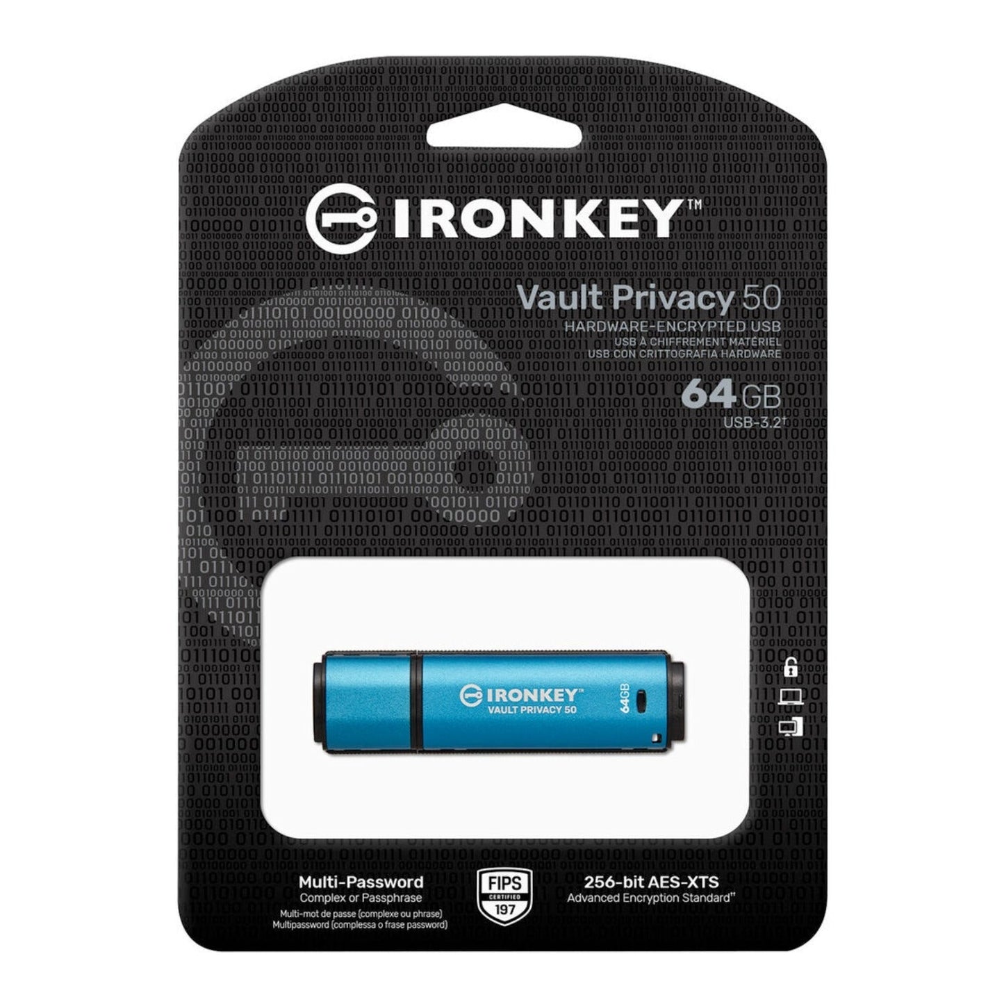 Kingston IronKey Vault Privacy 50 Series 64GB USB-A 3.2 Gen 1 Flash Drive