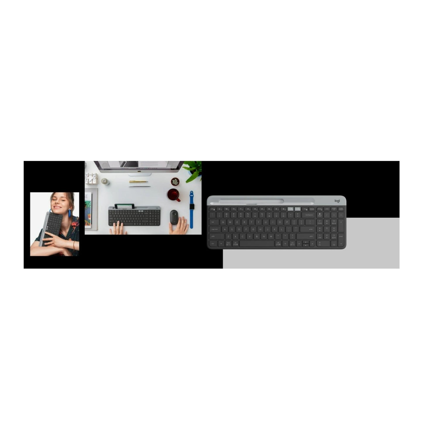 Logitech K585 Slim Multi-Device Wireless, Compact and Quiet Keyboard (Graphite)