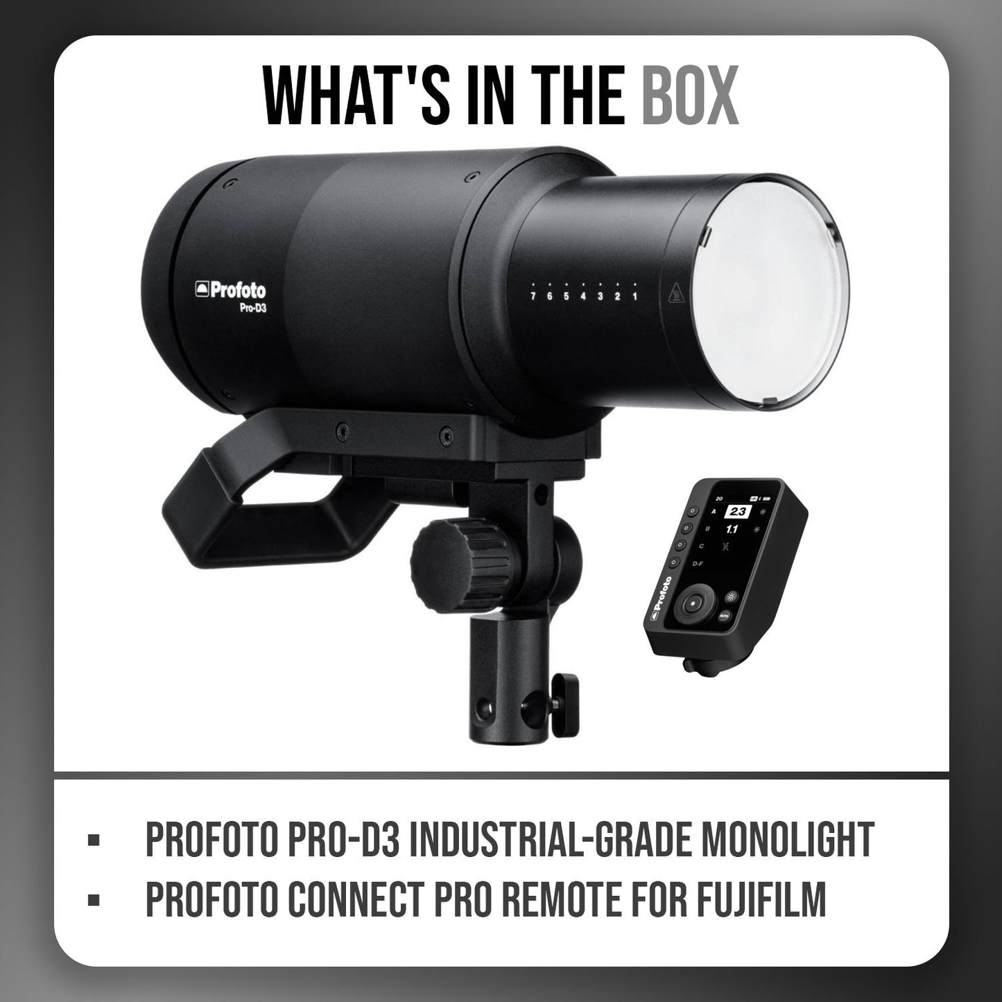 Profoto Pro-D3 750W LED Monolight and Connect Pro Remote for Fujifilm Bundle