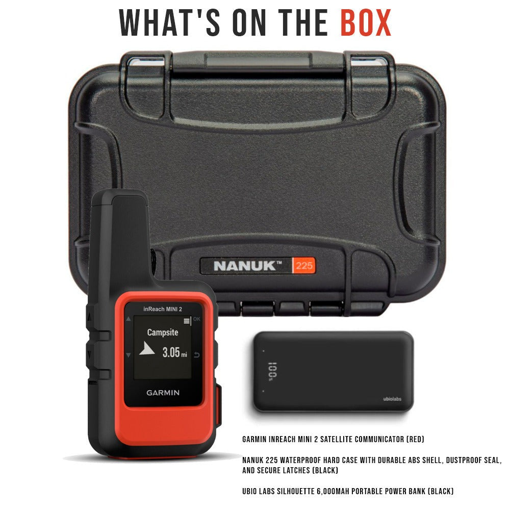 Garmin inReach Mini 2 Satellite Communicator (Red) with Waterproof Hard Case (Black) Bundle