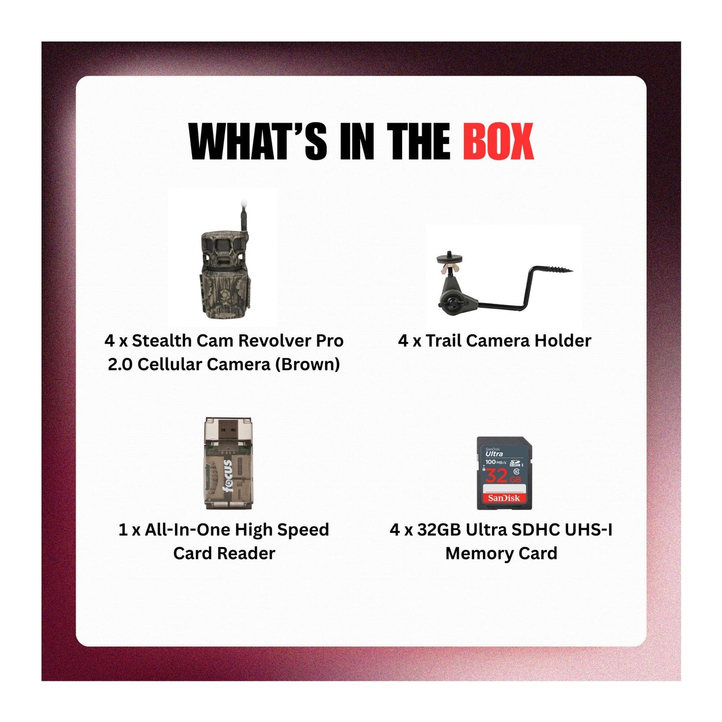 Stealth Cam Revolver Pro 2.0 360-Degree 1440p Video Cellular Cam (Brown) Bundle