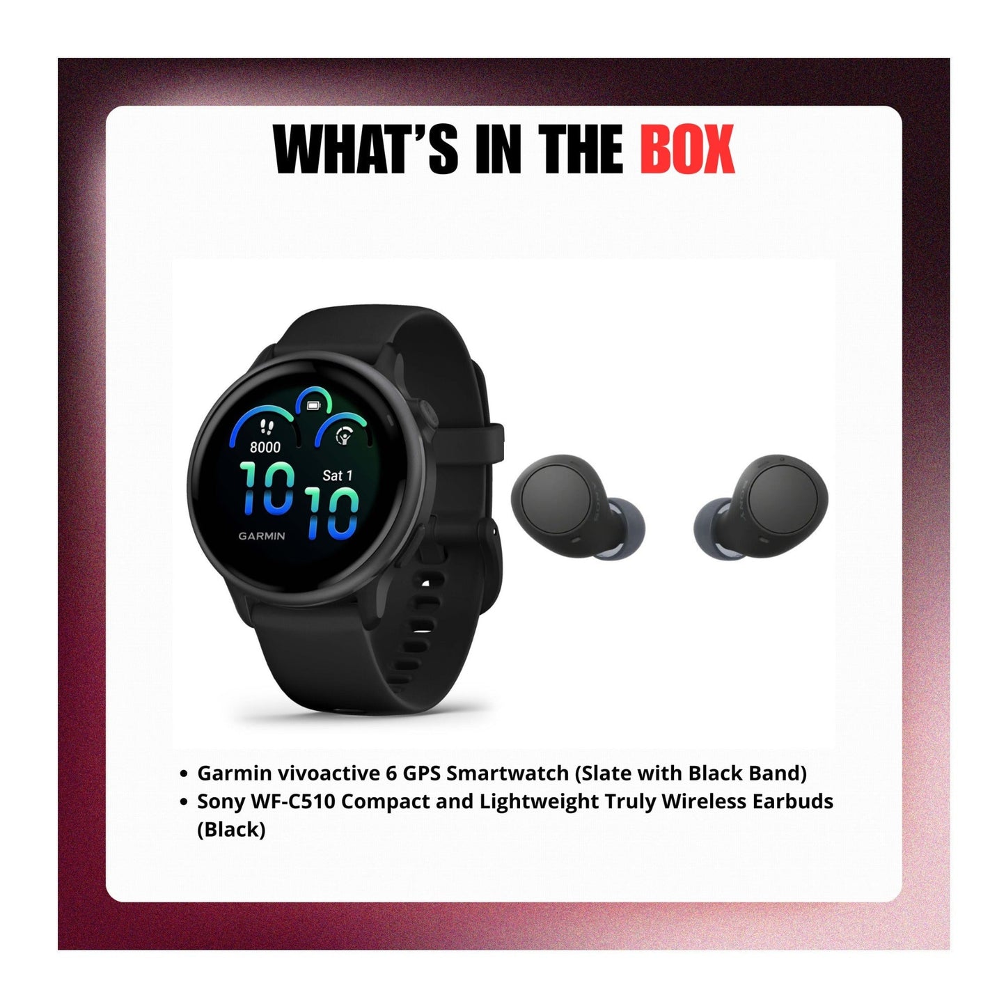 Garmin vivoactive 6 GPS Smartwatch (Slate with Black Band) with Erabuds Bundle