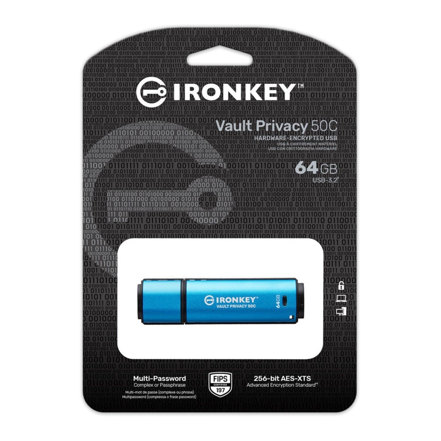 Kingston IronKey Vault Privacy 50 Series 64GB USB-C Flash Drive