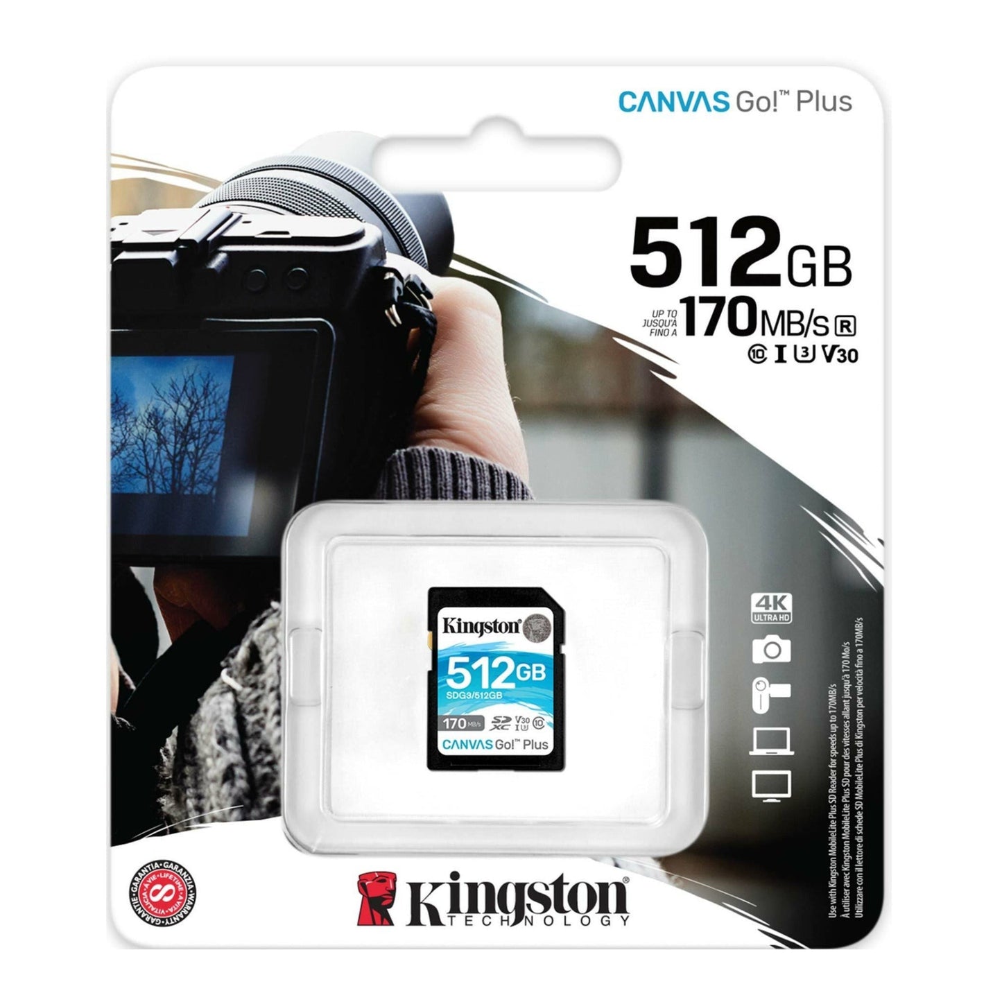 Kingston 512GB SDXC Canvas Go Plus 170MB/s Read Memory Card (SDG3/512GB)