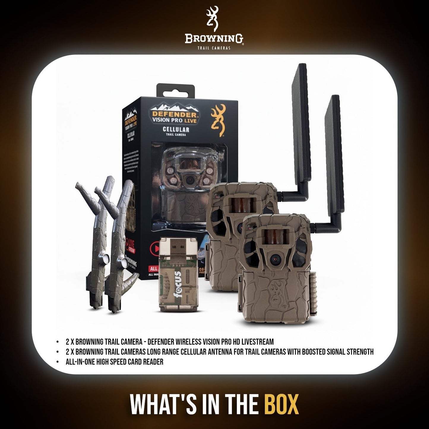 Browning Defender Vision Pro HD Trail Camera Cellular and Boosted (2 Pack)
