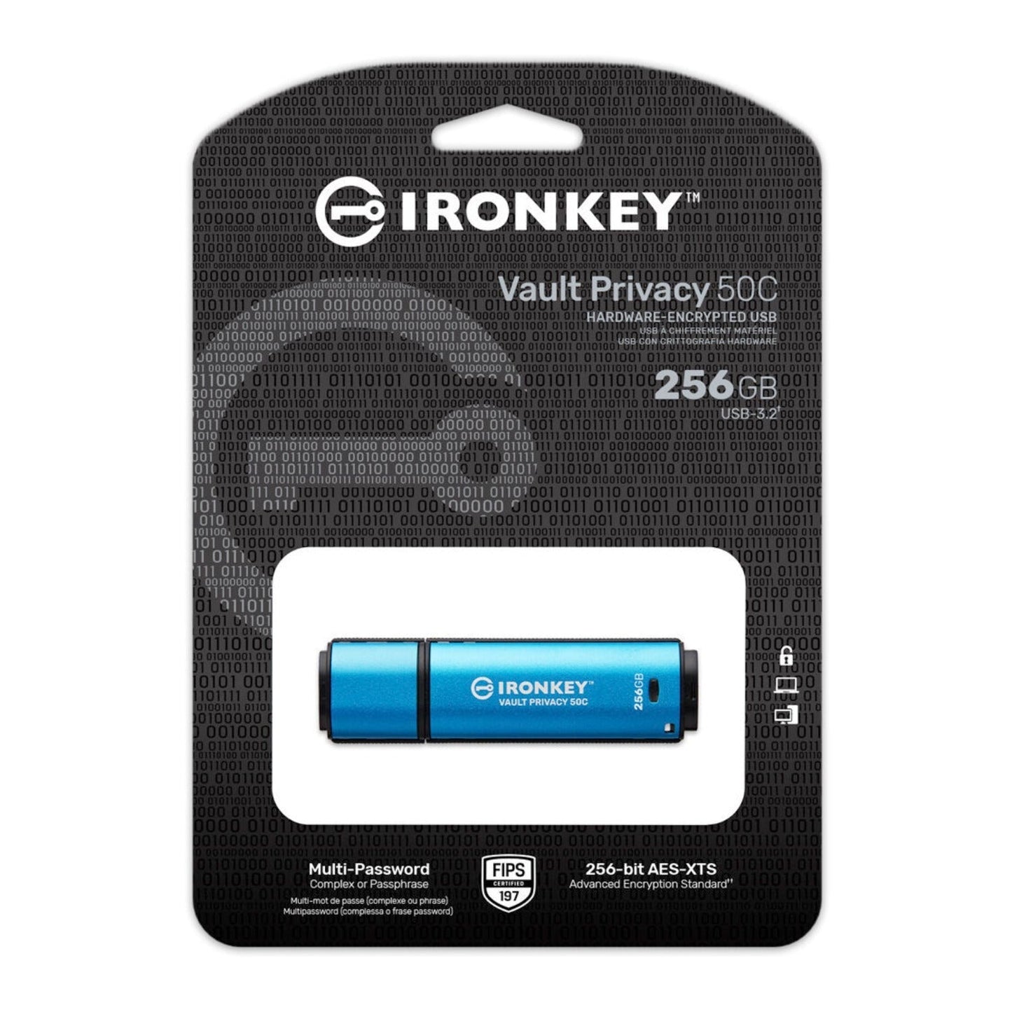 Kingston IronKey Vault Privacy 50 Series 256GB USB-C Flash Drive