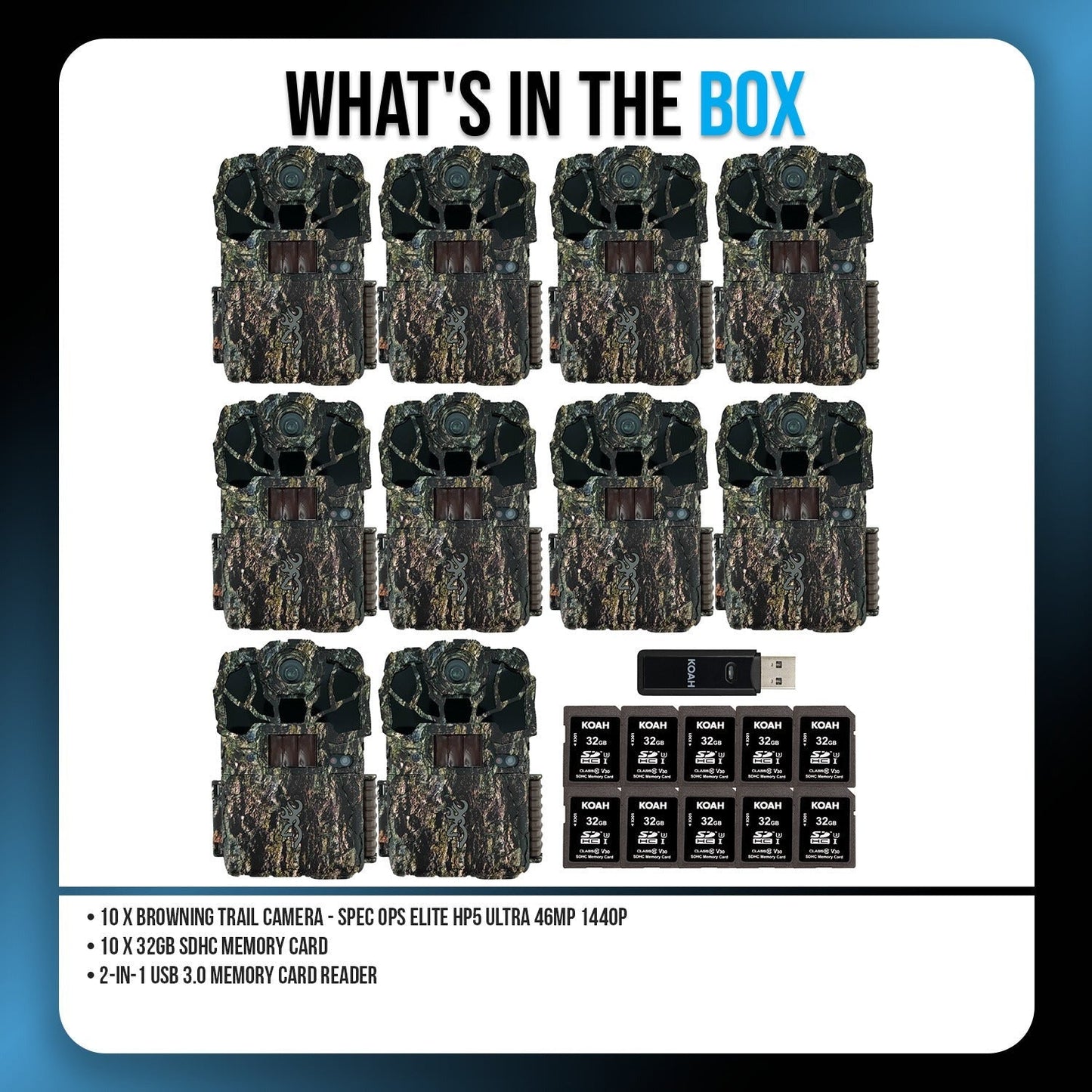 Browning Spec Ops Elite HP5 Ultra 46MP 1440p Trail Camera Bundle (10 Pack)