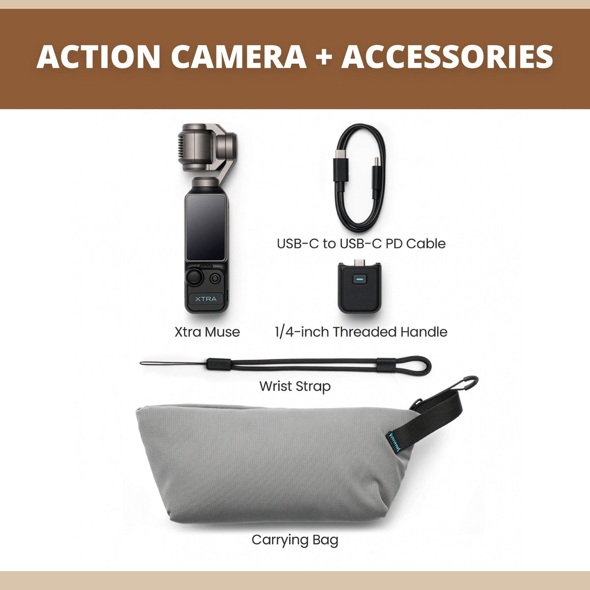 Xtra Muse Gimbal Action Camera with 4K/60fps Video Recording and Smart Tracking