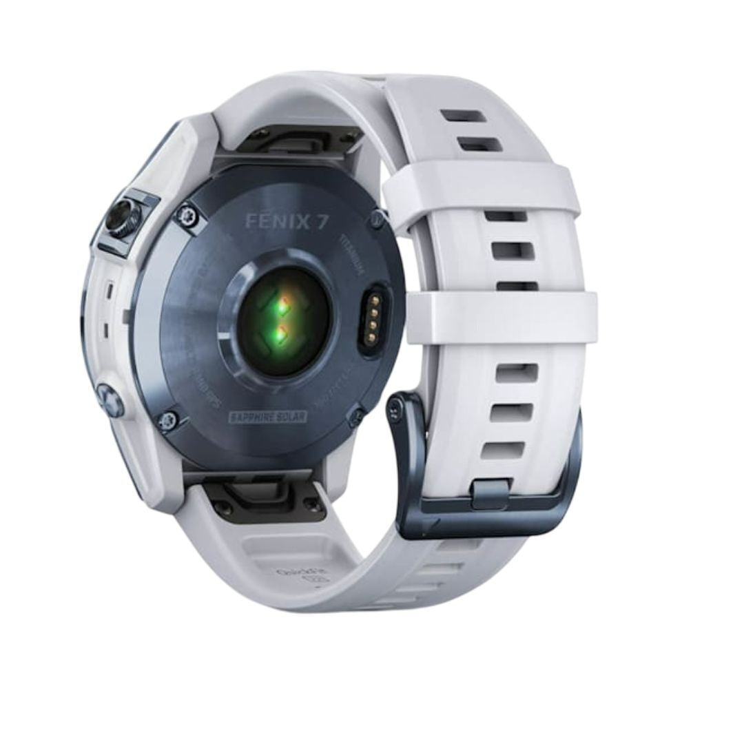 Garmin fenix 7 Sapphire Solar 47mm GPS Watch (Mineral Blue Titanium with Whitestone Band)