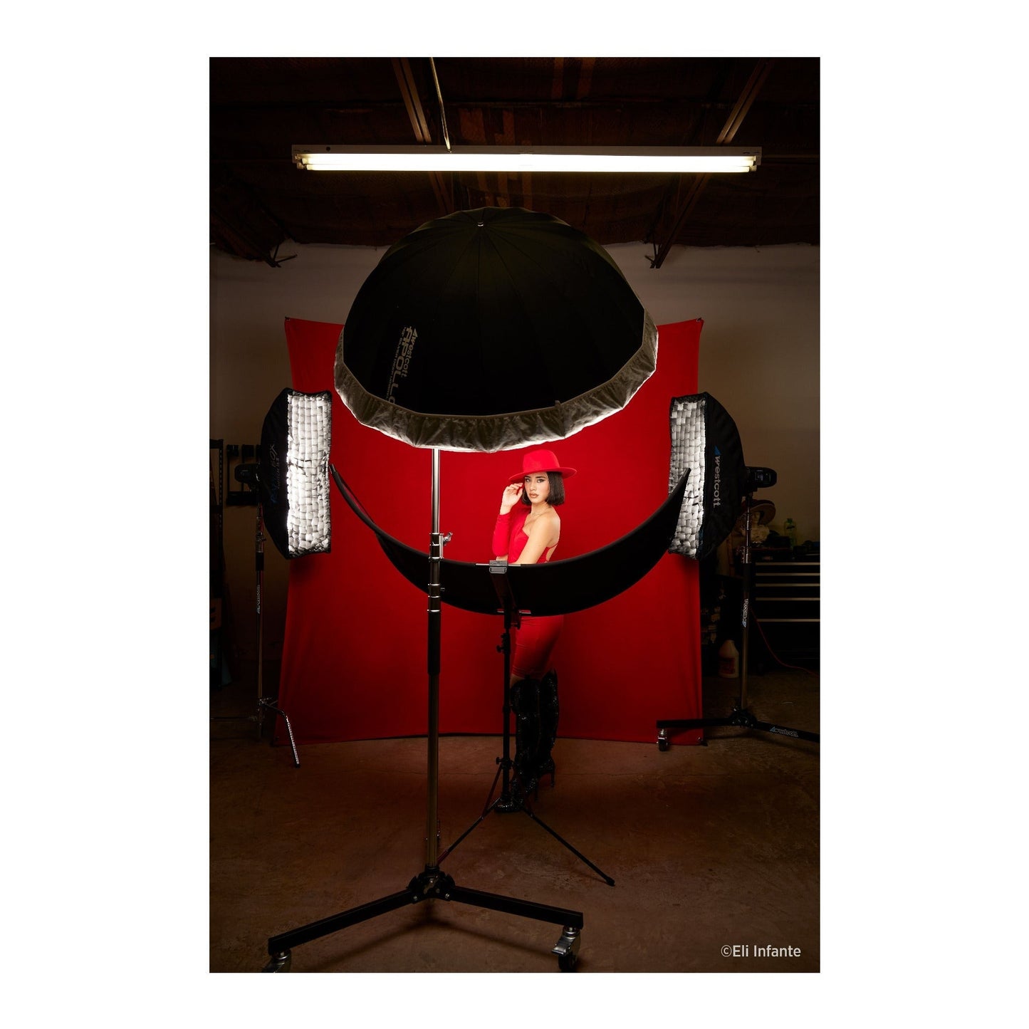 Westcott X-Drop Wrinkle-Resistant Backdrop, For Video Conferencing (Scarlet Red, 5 x 12 Feet)