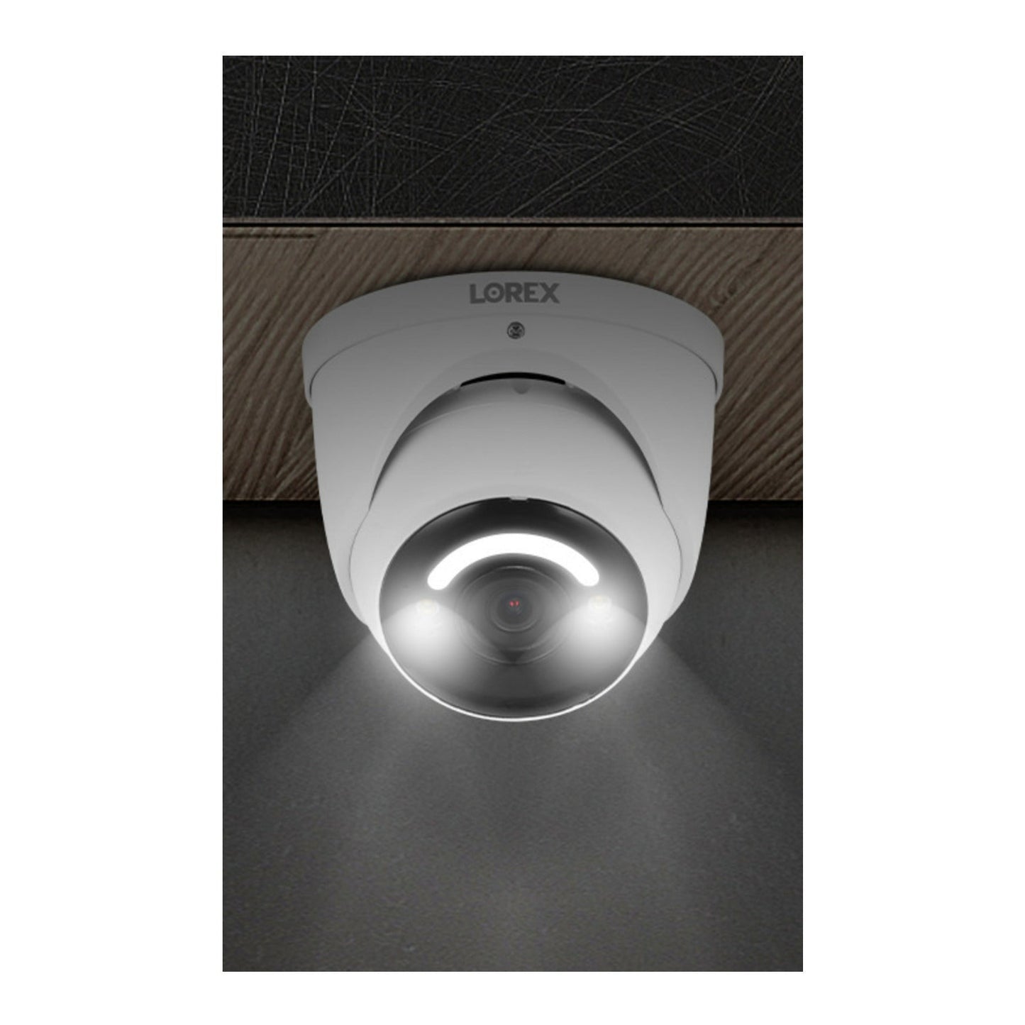 Lorex 4K Smart Security Lighting Deterrence Dome AI PoE IP Wired 8MP Two-Way Audio Camera (White)