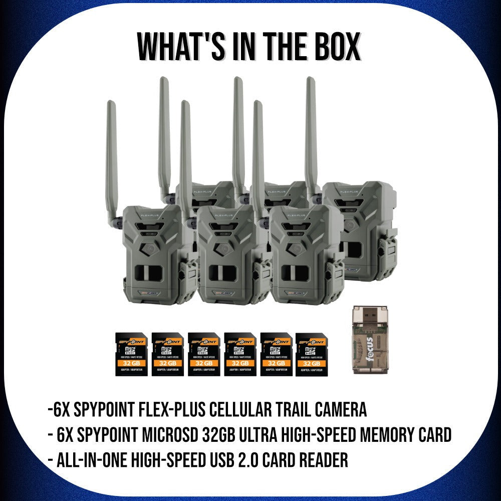 SPYPOINT Flex-Plus 1080p Cellular Trail Camera Bundle with Accessories (13 items)