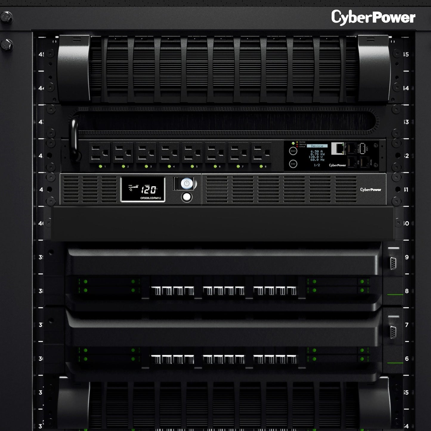 CyberPower OR500LCDRM1U UPS Backup and Surge Protector with 500VA/300W Capacity