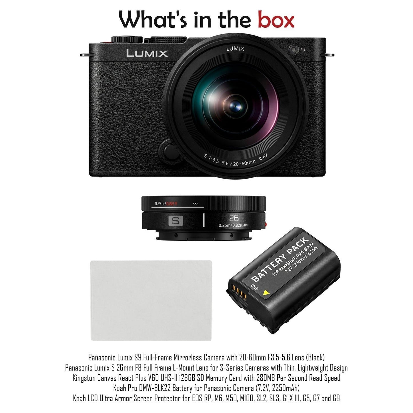 Panasonic Lumix S9 Full-Frame Mirrorless Camera with 20-60mm F3.5-5.6 Lens (Black) Bundle