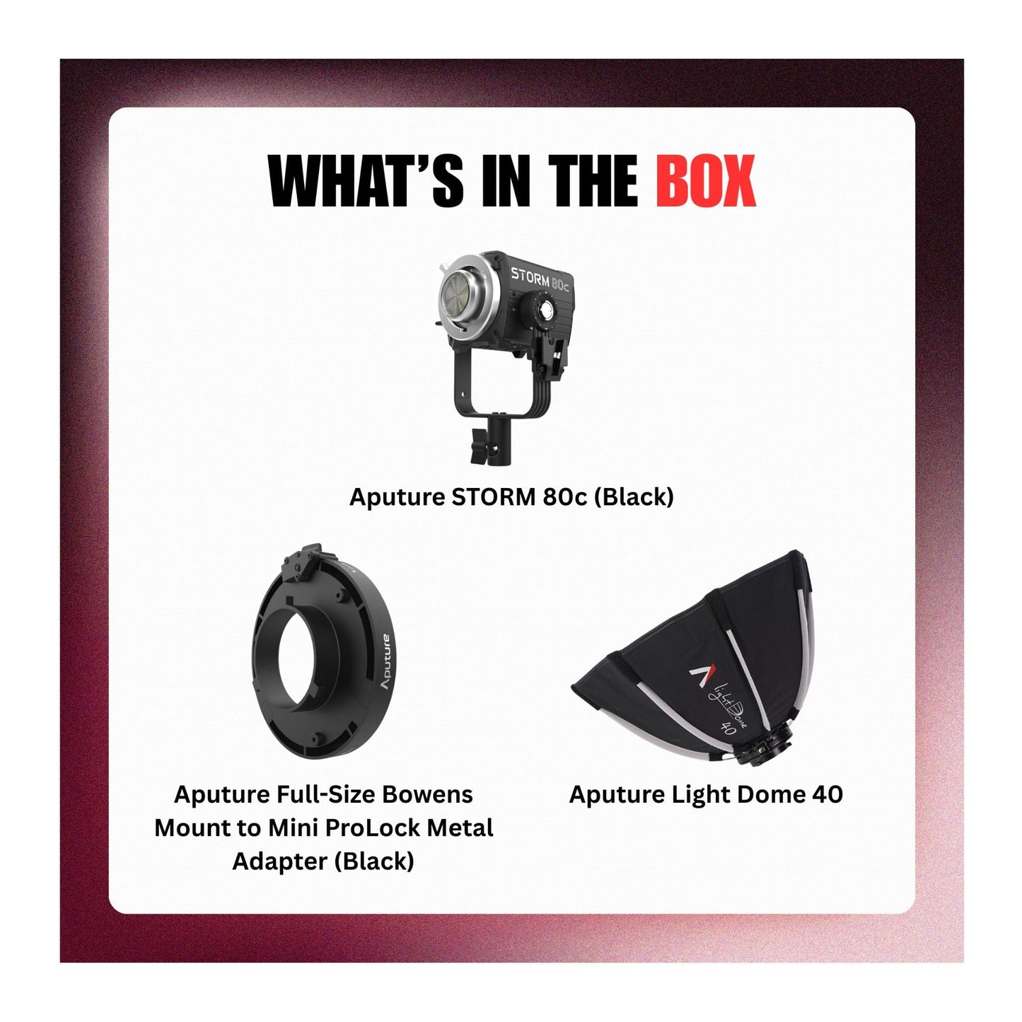 Aputure STORM 80c Bundle with Light Dome 40 and Bowens Mount Adapter
