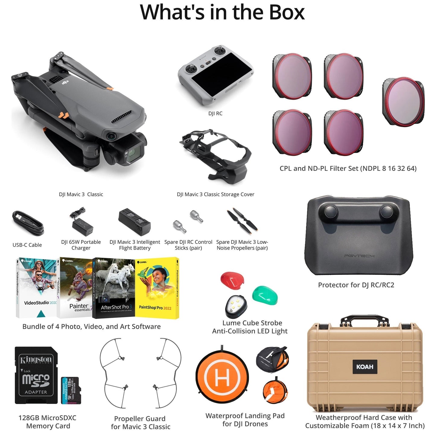 DJI Mavic 3 Classic Drone with RC-N1 Remote Controller Complete Kit with Drone Accessories