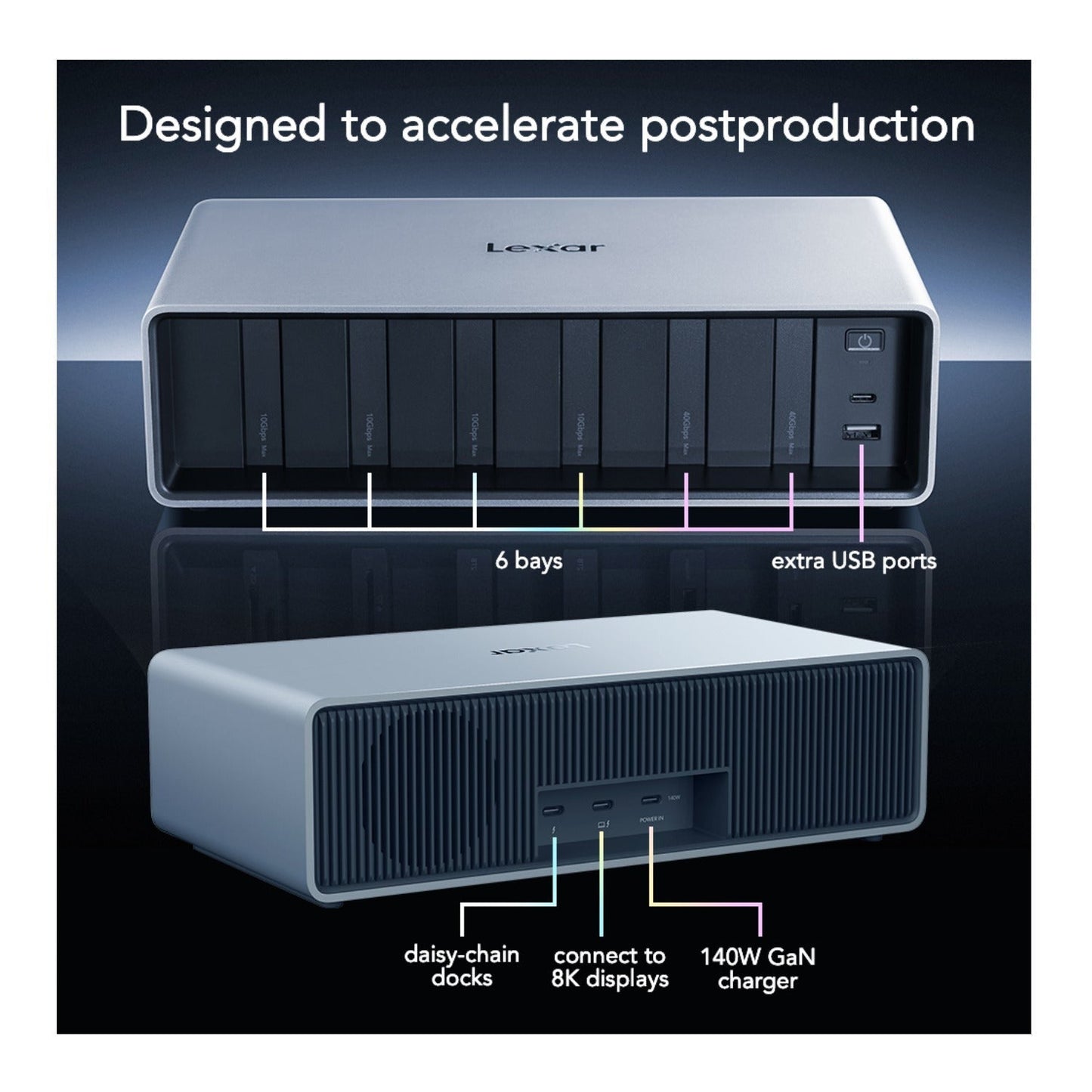 Lexar Professional Workflow Docking Station with 6 Customizable Bays with Thunderbolt 4 Connectivity