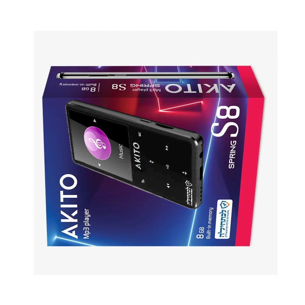 AKITO S8 8GB Kosher MP3 Player with Built-in Speaker, and Recorder (Black)