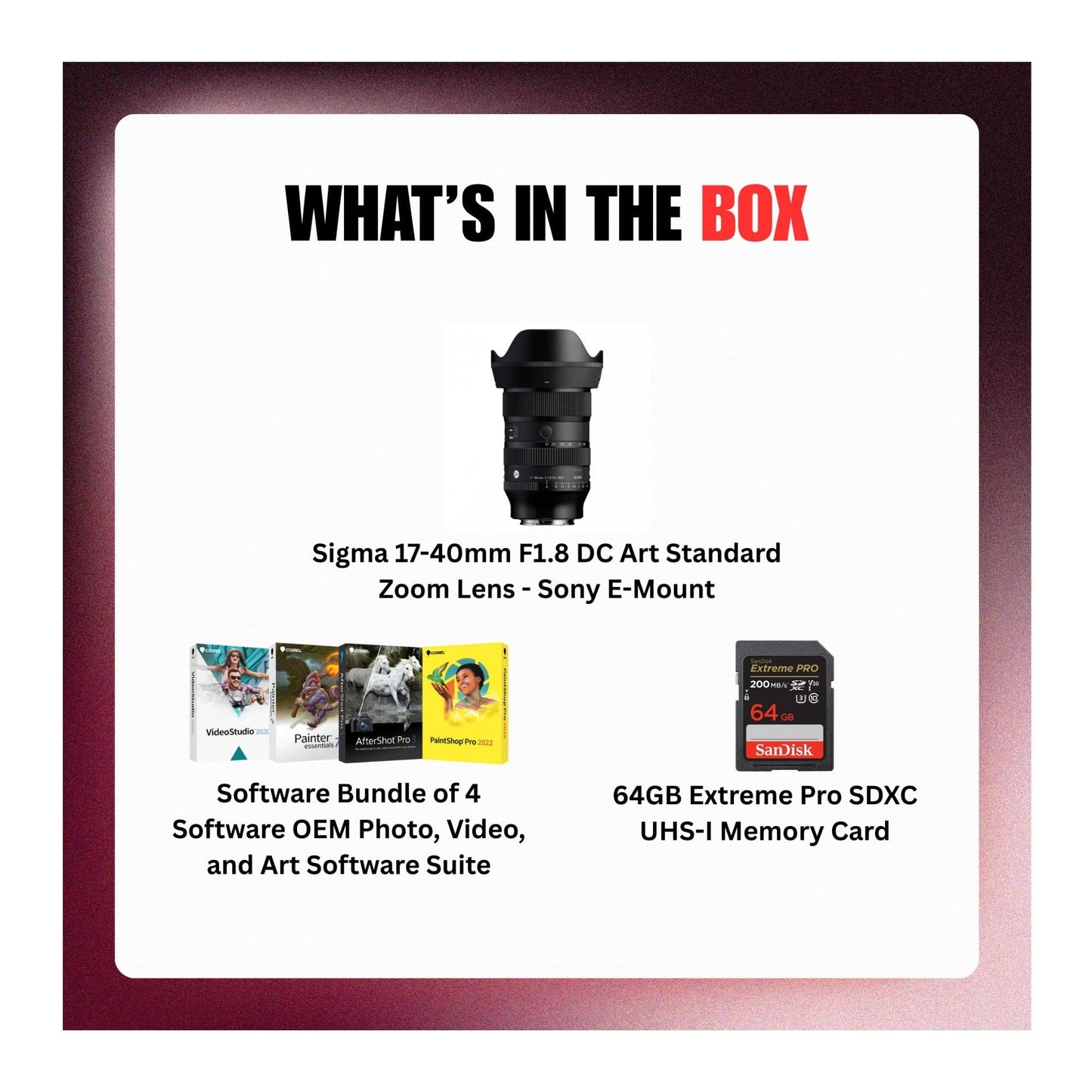 Sigma 17-40mm F1.8 DC Art Standard Zoom Lens for Sony E-Mount Bundle