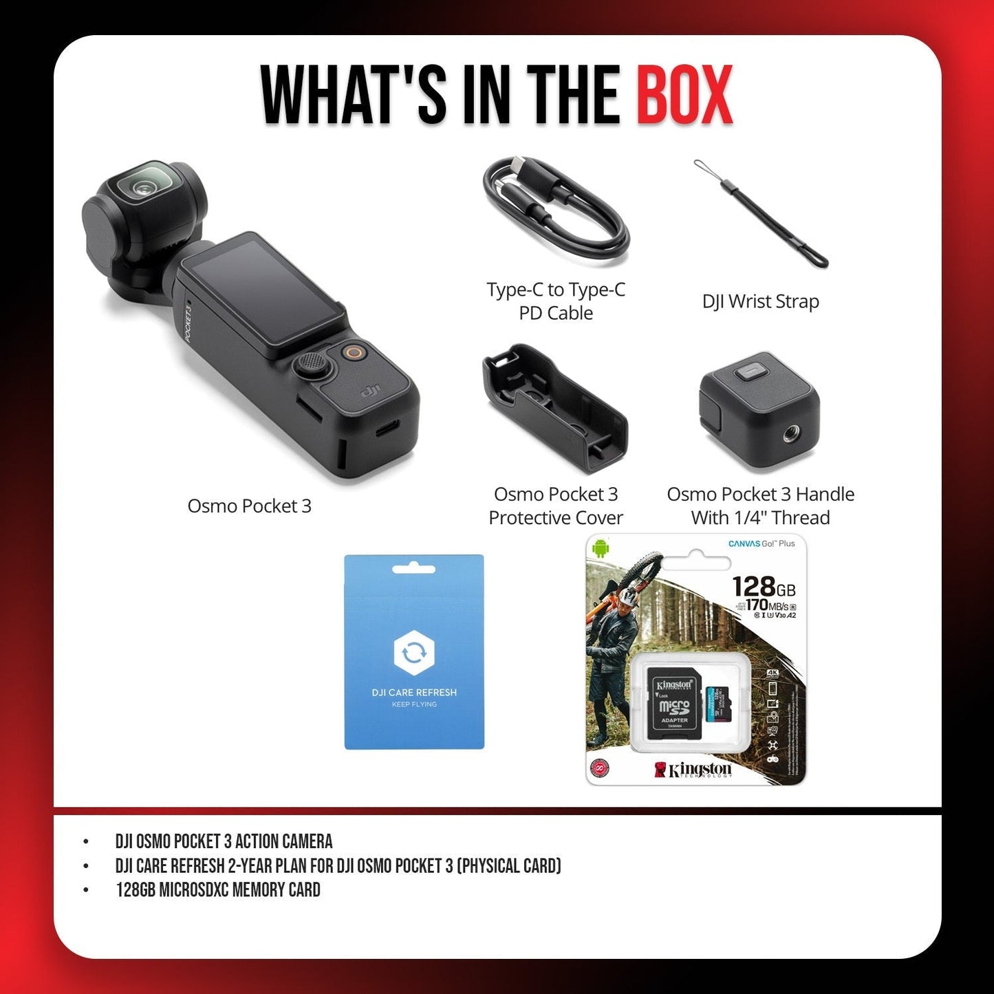 DJI Osmo Pocket 3 Action Camera with DJI Care Refresh 2-Year Plan for DJI Osmo Pocket 3 Bundle