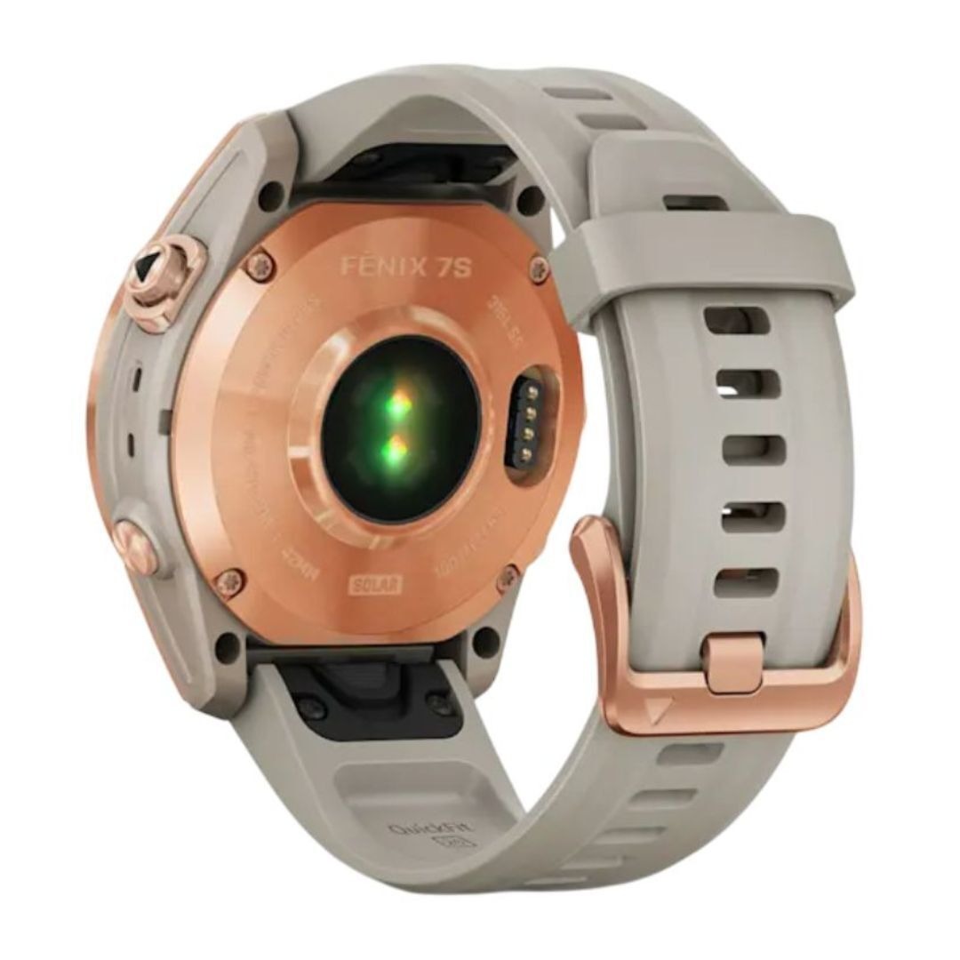 Garmin fenix 7S Solar, Rose Gold w/Light Sand Band