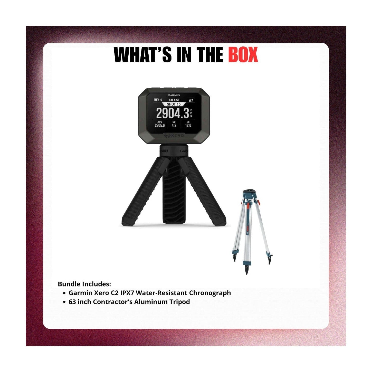 Garmin Xero C2 Chronograph with 63 Inch Contractor's Aluminum Tripod Bundle