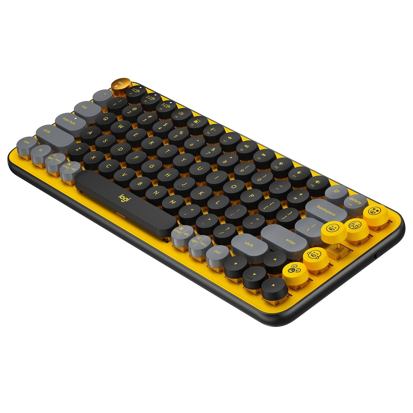 Logitech Pop Keys Wireless Mechanical Keyboard with Emoji Keys (Yellow) w/Wireless Mouse & Desk Mat